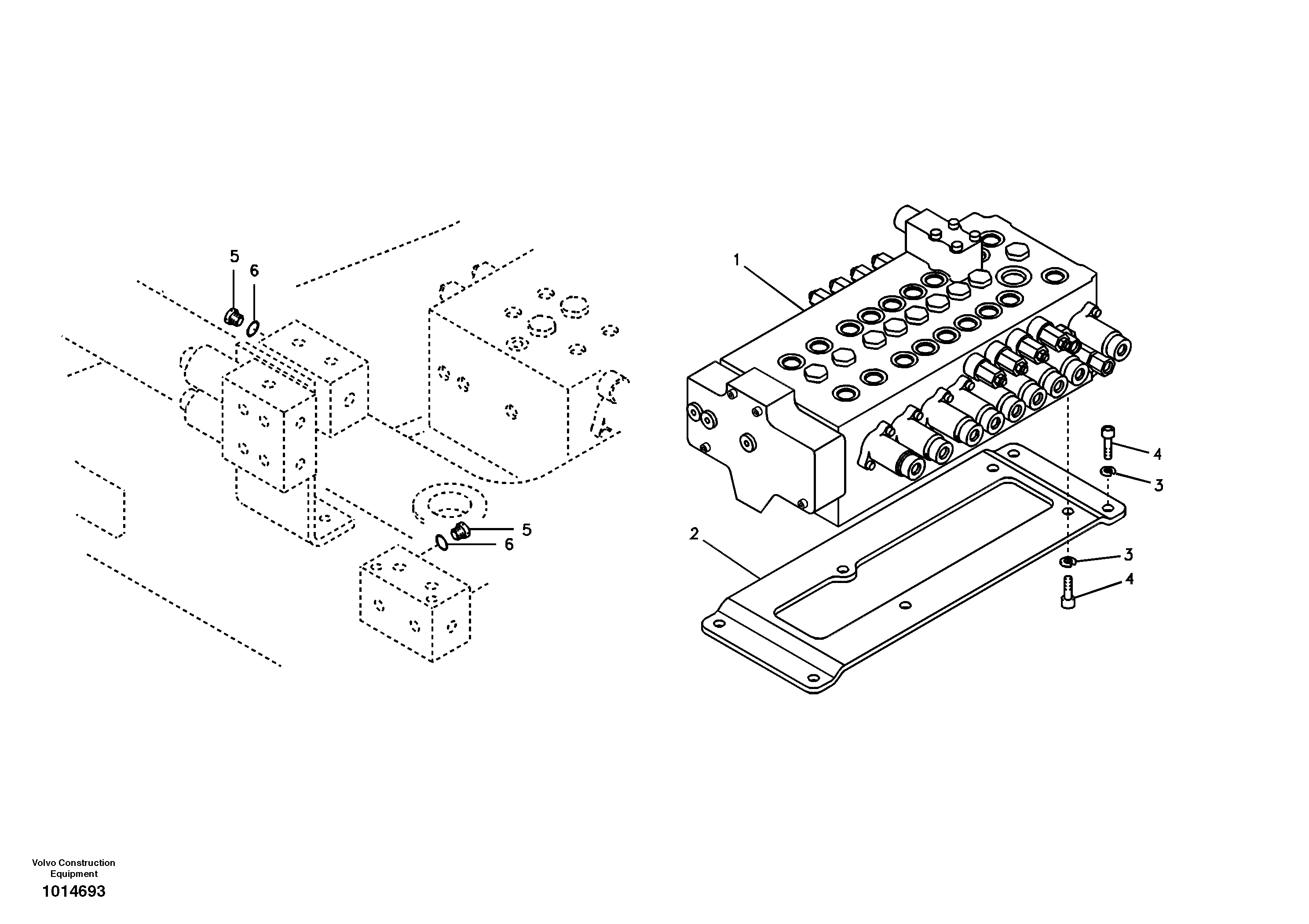 Схема запчастей Volvo ECR58 - 4699 Control valve with fitting parts 