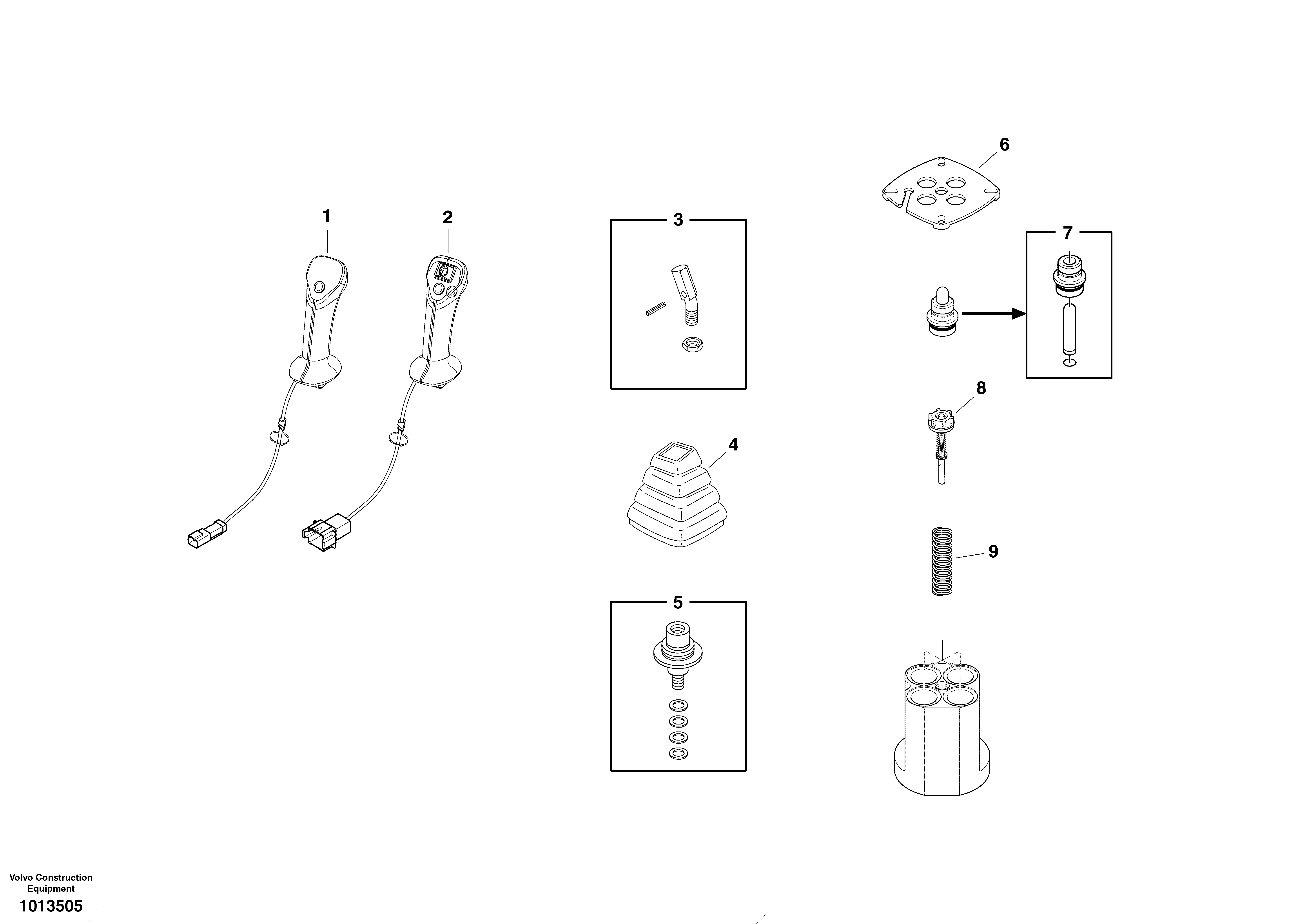 Схема запчастей Volvo ECR58 - 2542 Servo system, remote control valve 