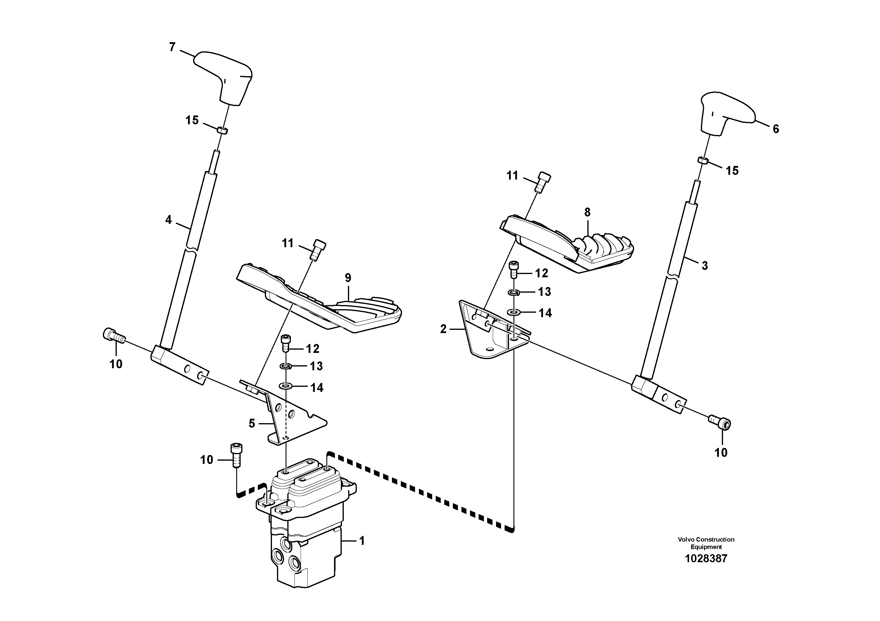 Схема запчастей Volvo ECR58 - 36300 Remote control valve pedal with fitting parts 