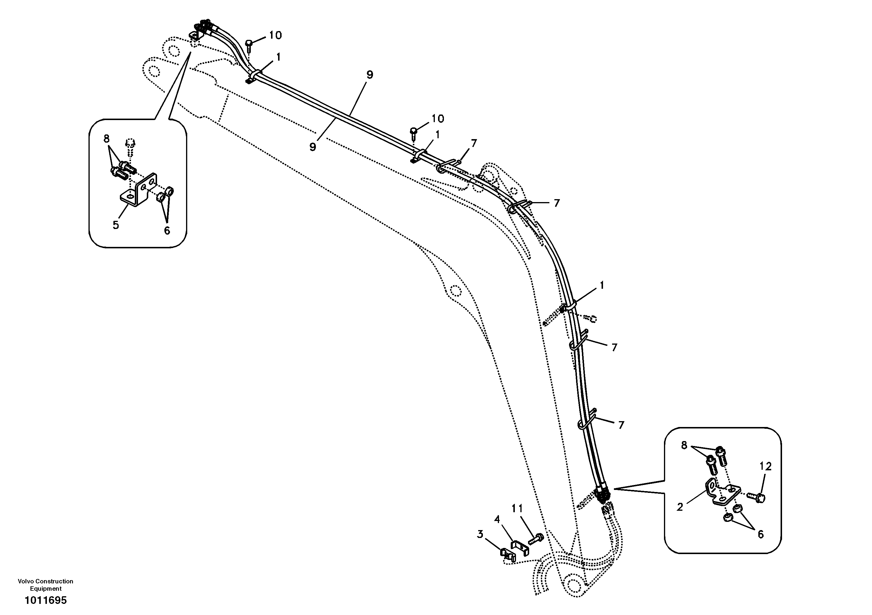 Схема запчастей Volvo ECR58 - 4782 Working hydraulic, slope and rotator on boom 