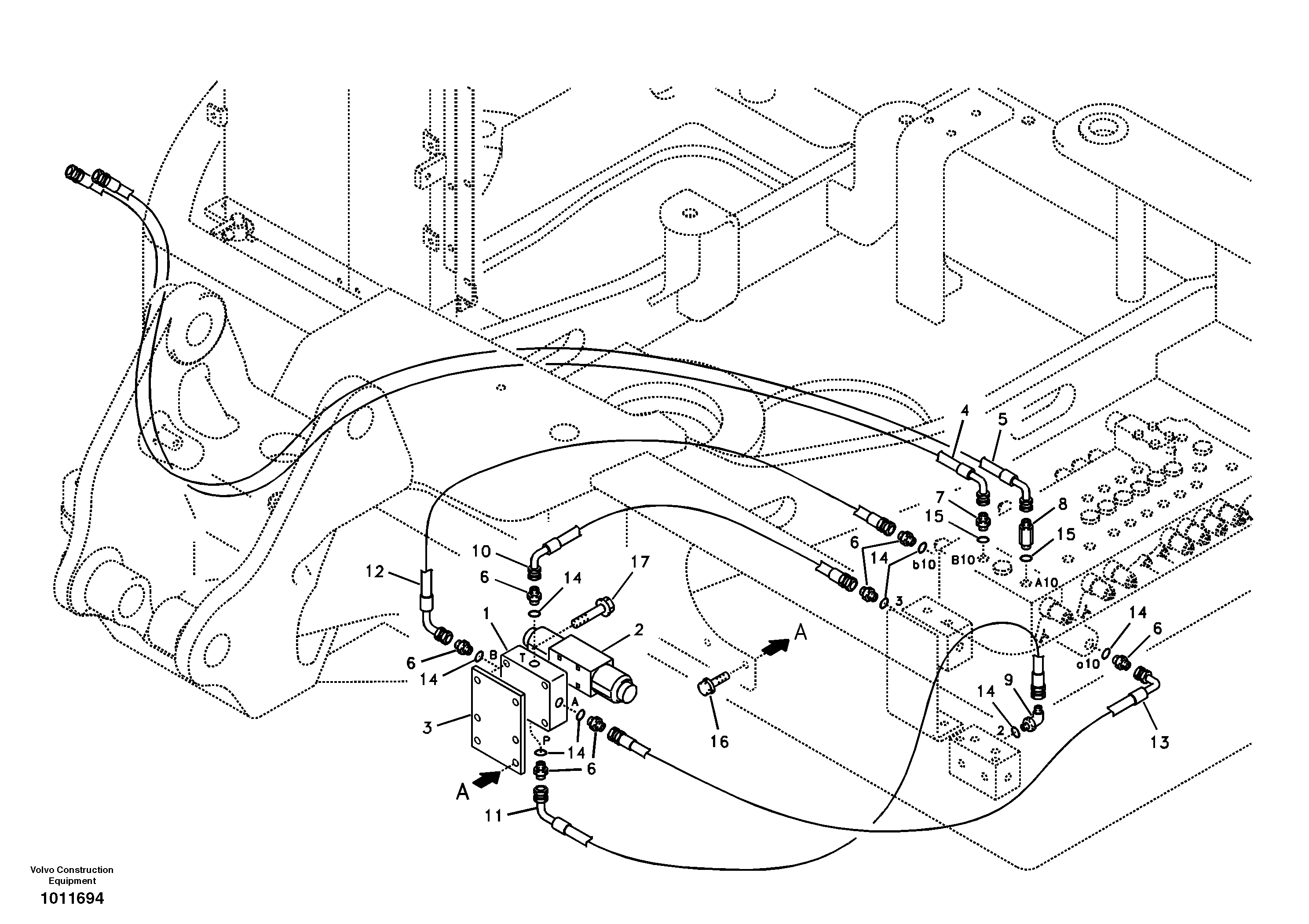 Схема запчастей Volvo ECR58 - 73273 Working hydraulic, slope and rotator on upper frame 