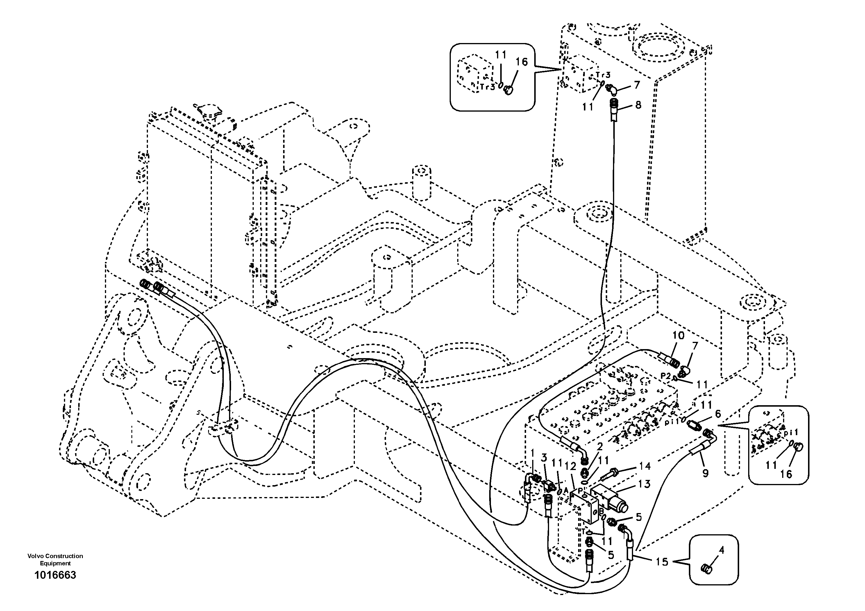 Схема запчастей Volvo ECR58 - 76756 Working hydraulic, quick fit on upper frame 