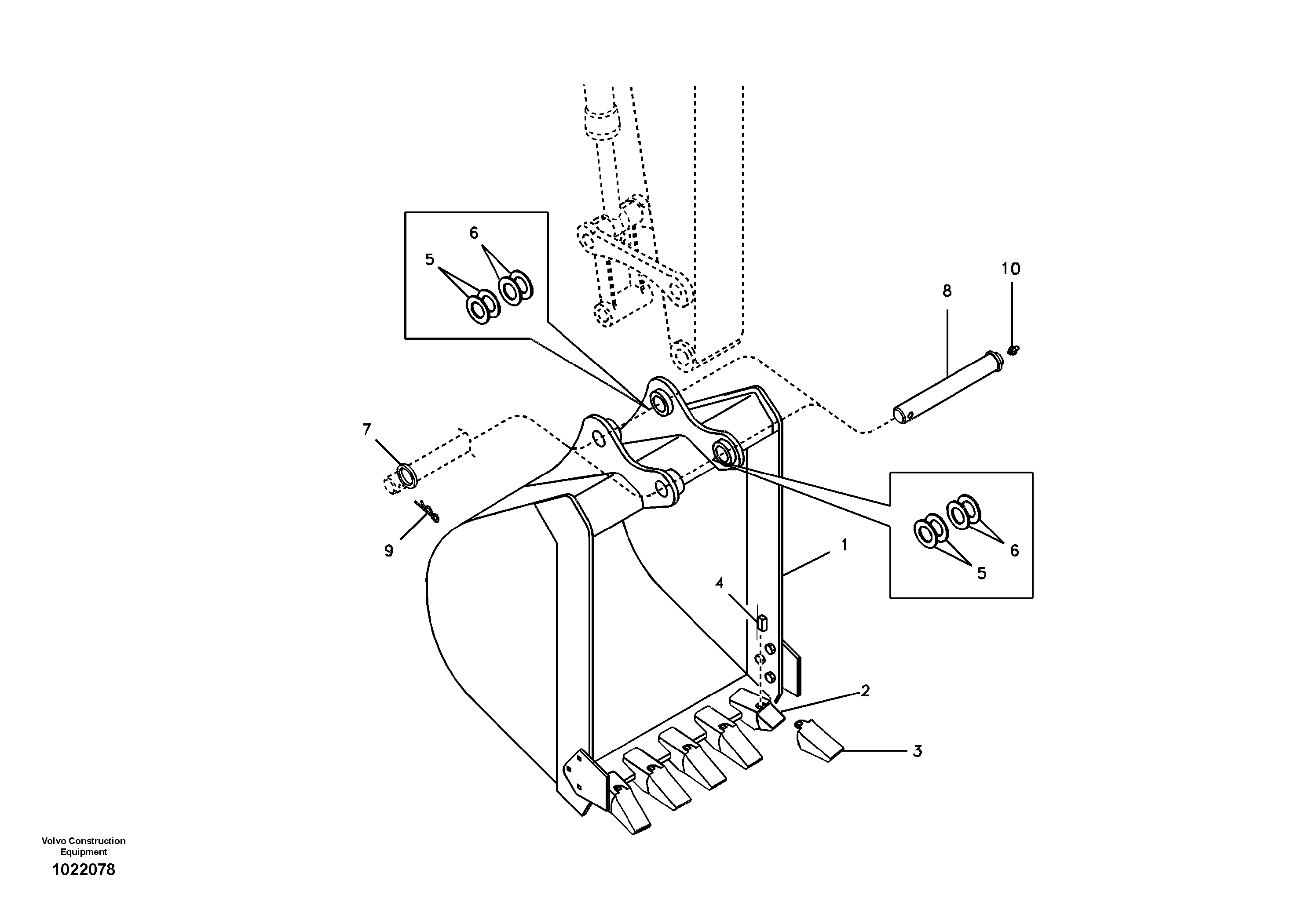 Схема запчастей Volvo ECR58 - 4777 Ковш 