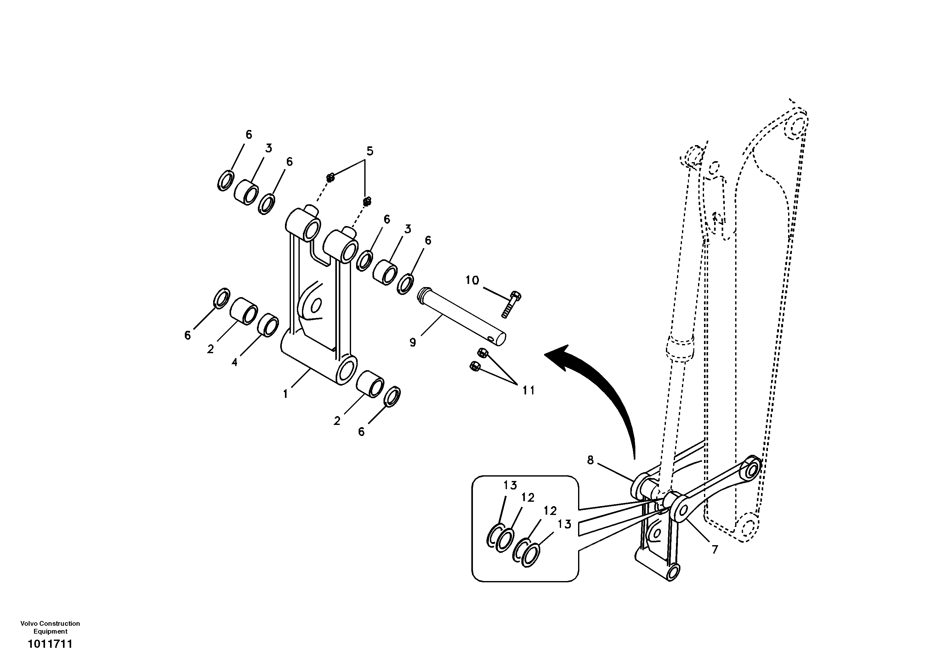 Схема запчастей Volvo ECR58 - 57540 Links to connecting rod 