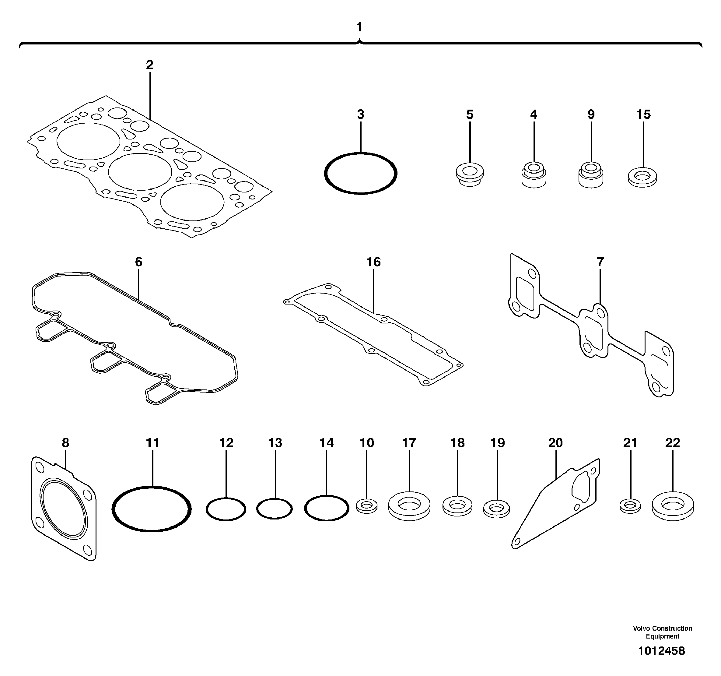 Схема запчастей Volvo ECR28 TYPE 601 - 67884 Engine gasket kit 