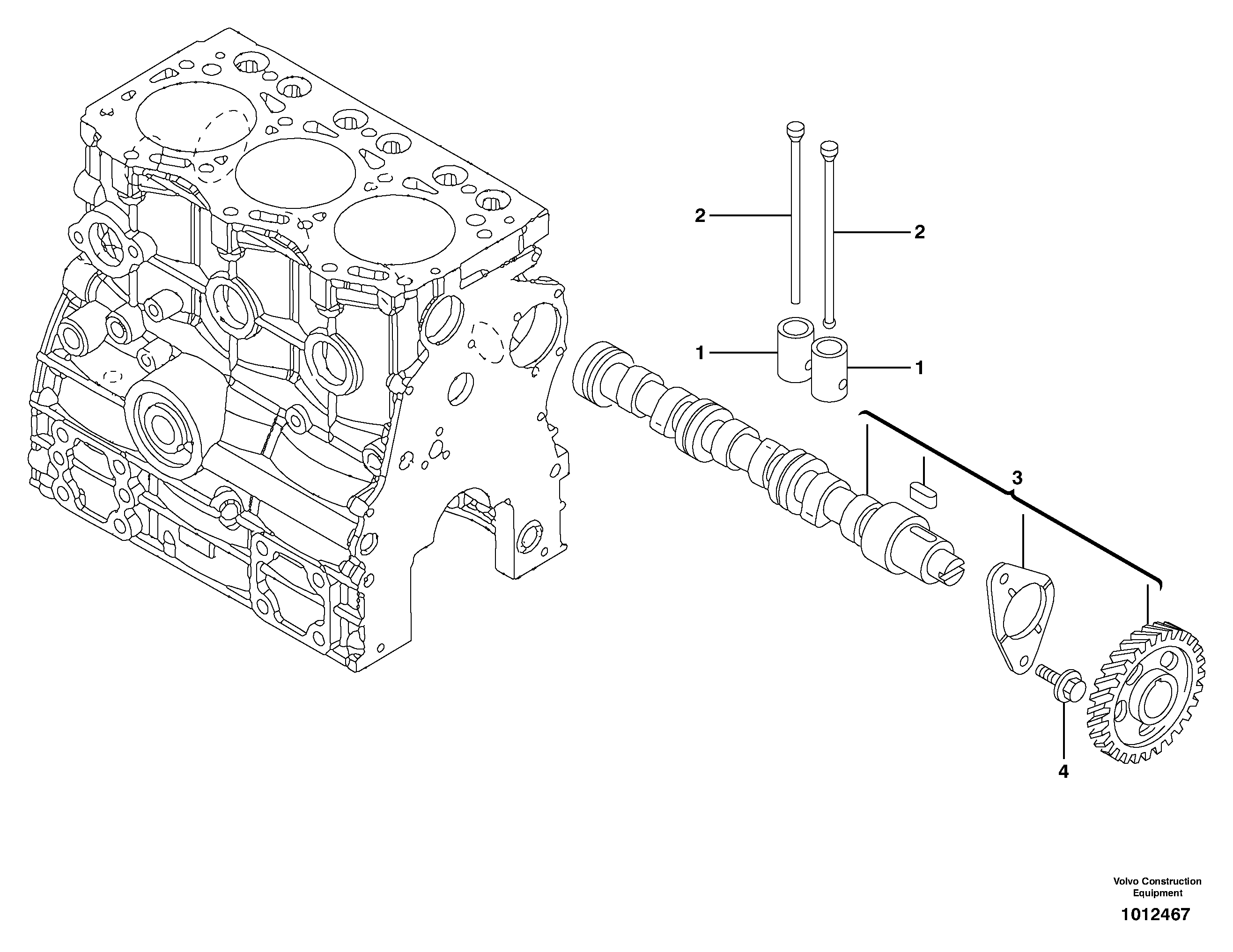 Схема запчастей Volvo ECR28 TYPE 601 - 70209 Распредвал 