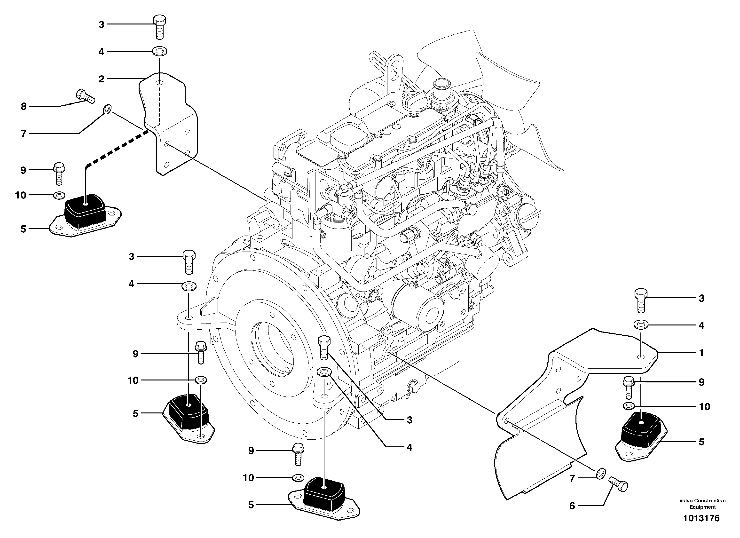 Схема запчастей Volvo ECR28 TYPE 601 - 67484 Engine mounts 