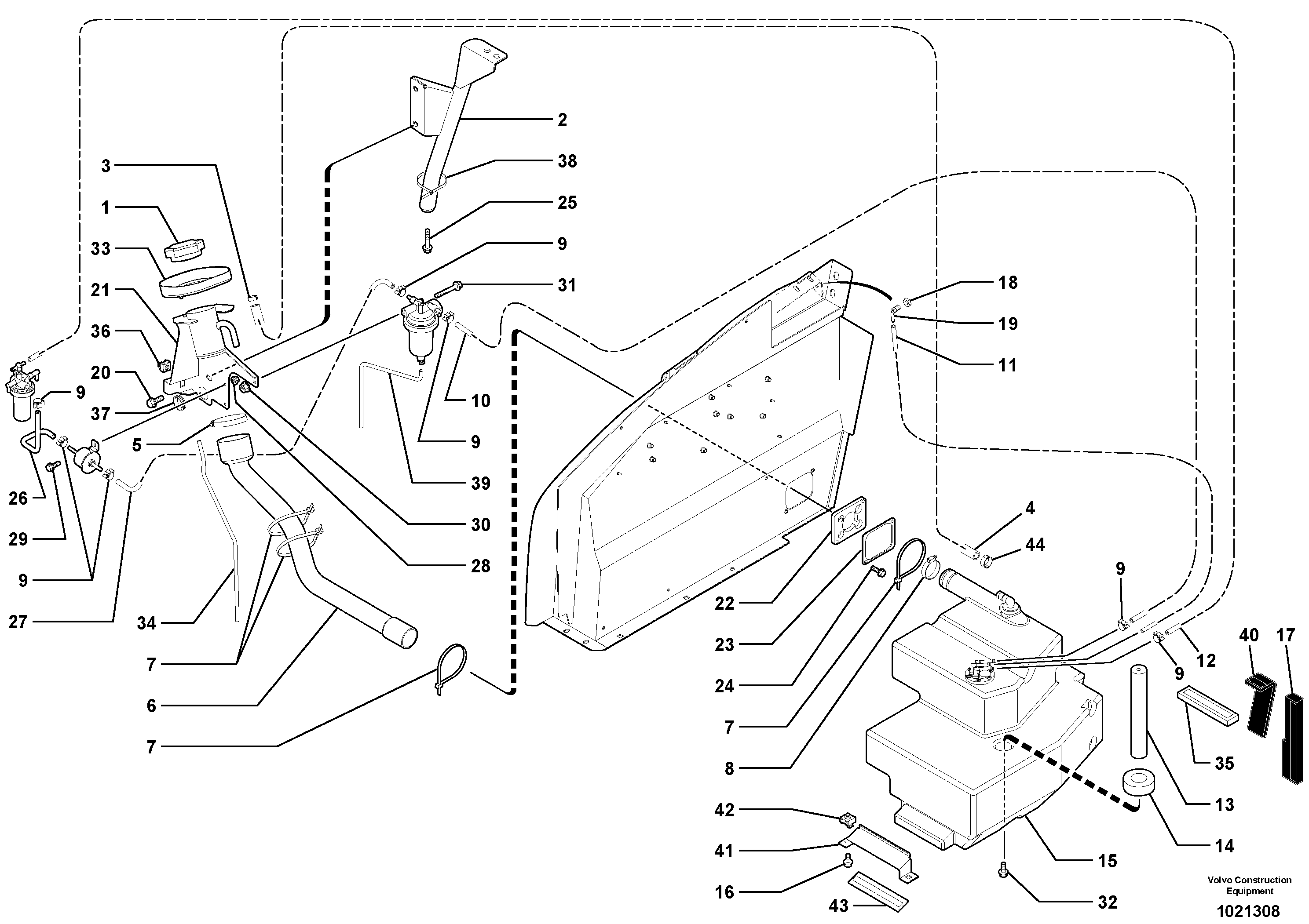 Схема запчастей Volvo ECR28 TYPE 601 - 70444 Fuel circuit 