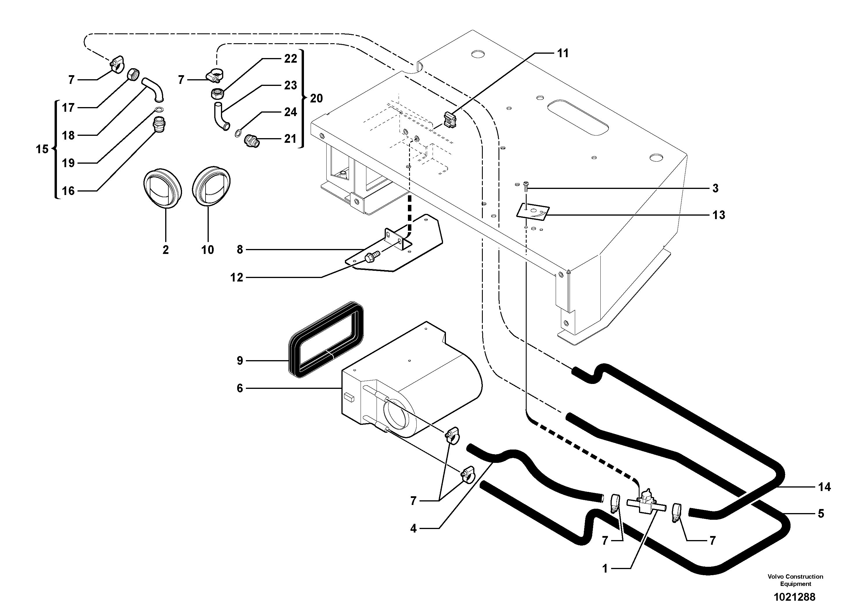 Схема запчастей Volvo ECR28 TYPE 601 - 102933 Cab heating installation 