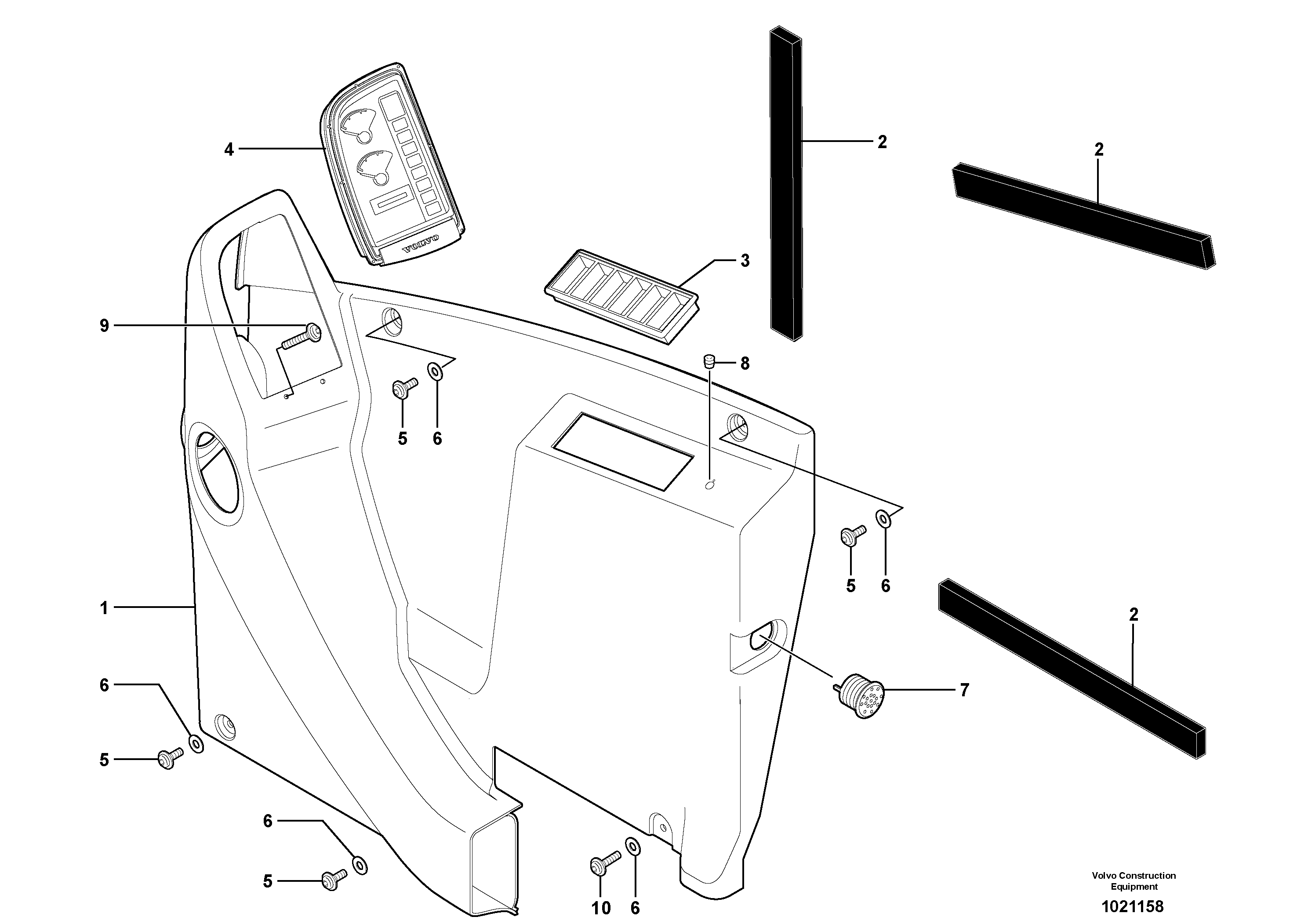 Схема запчастей Volvo ECR28 TYPE 601 - 71051 Instrument panel, left 