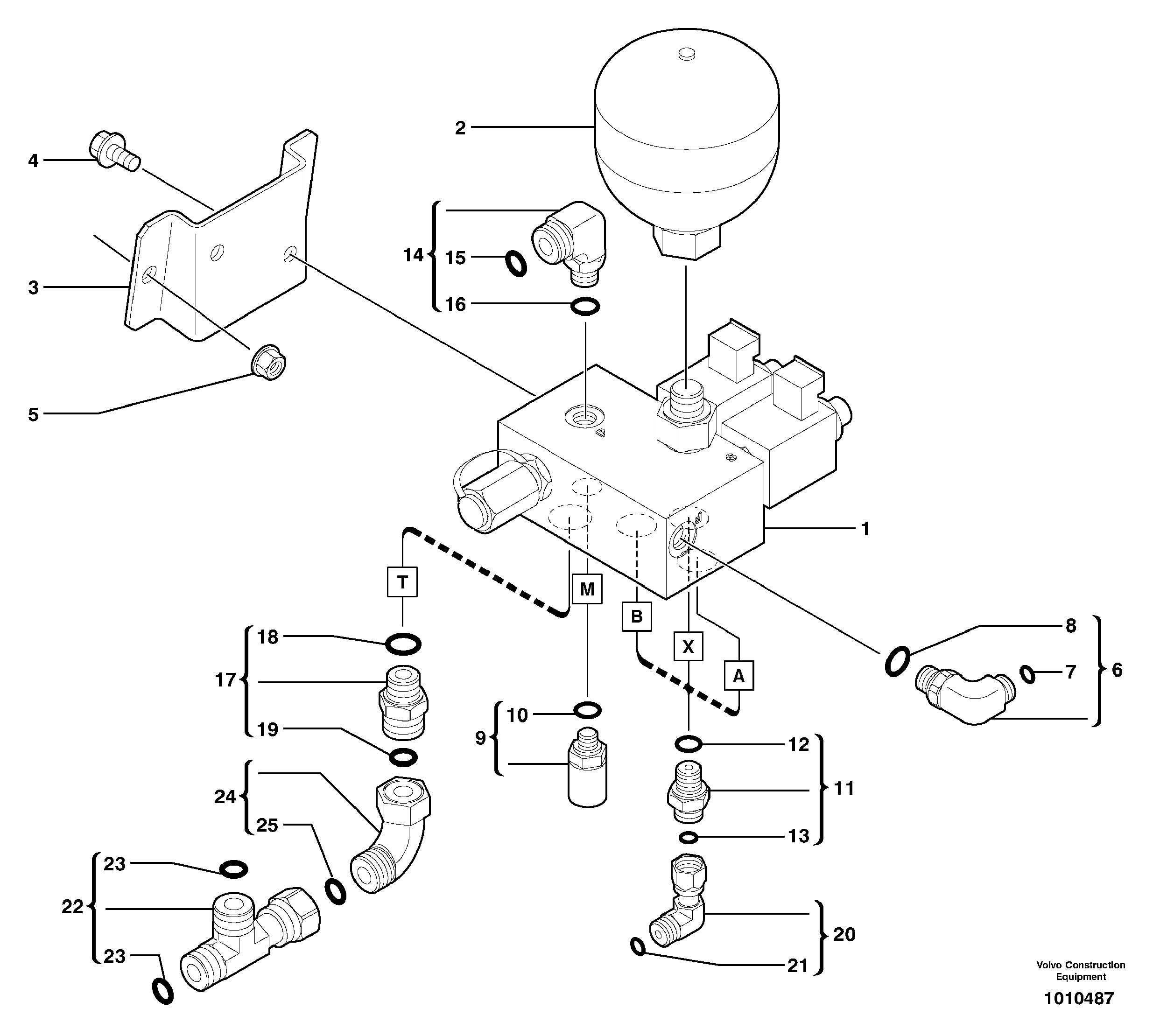 Схема запчастей Volvo ECR28 TYPE 601 - 105965 Electrovalve installation / Accumulator 