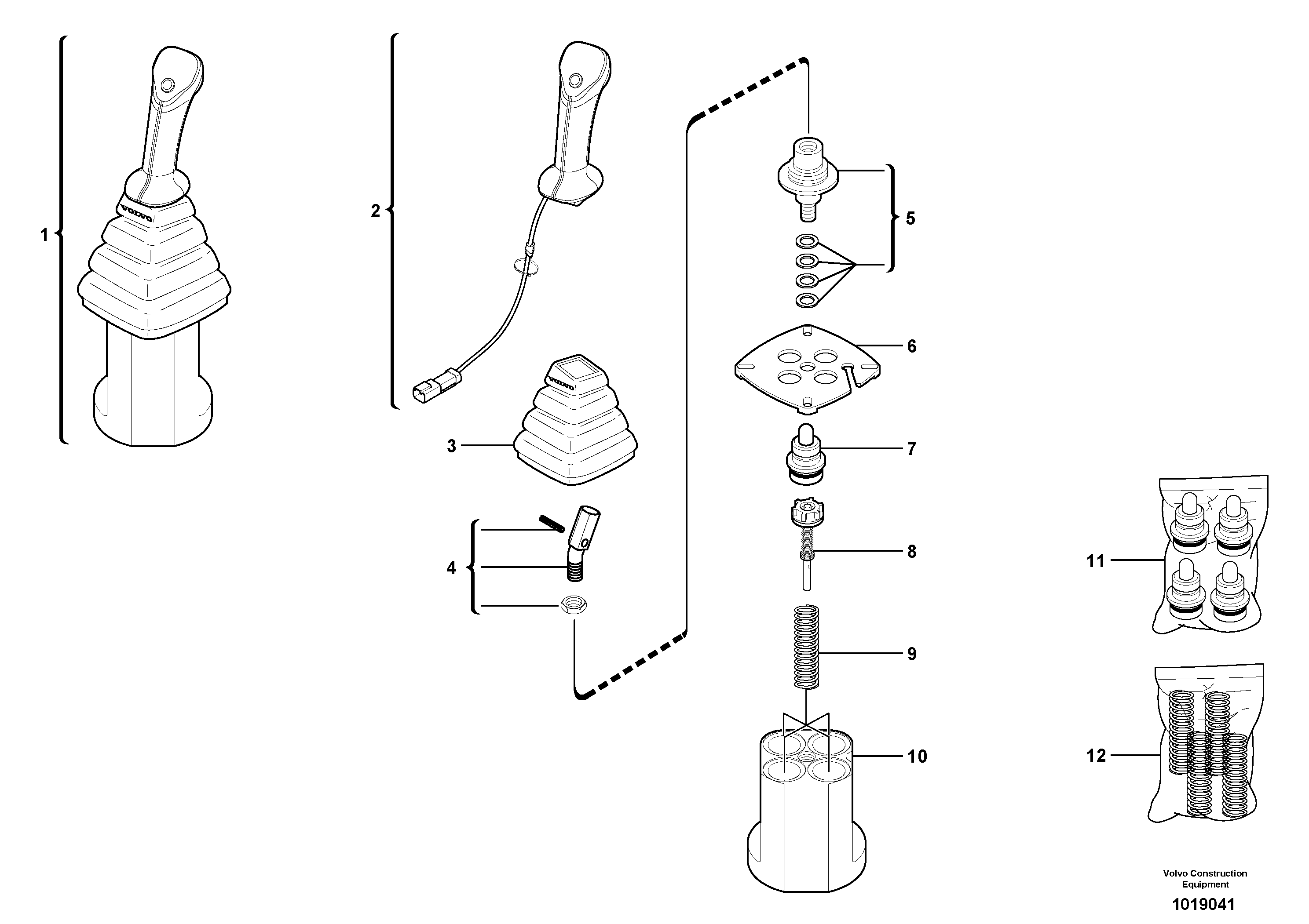 Схема запчастей Volvo ECR28 TYPE 601 - 69454 Control lever : dipper arm / slewing ( left ) 