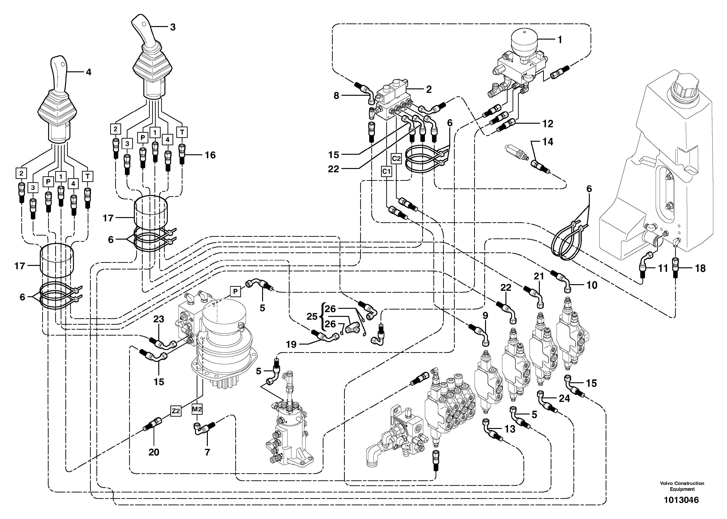 Схема запчастей Volvo ECR28 TYPE 601 - 70794 Hydraulic circuit ( low pressure ) 