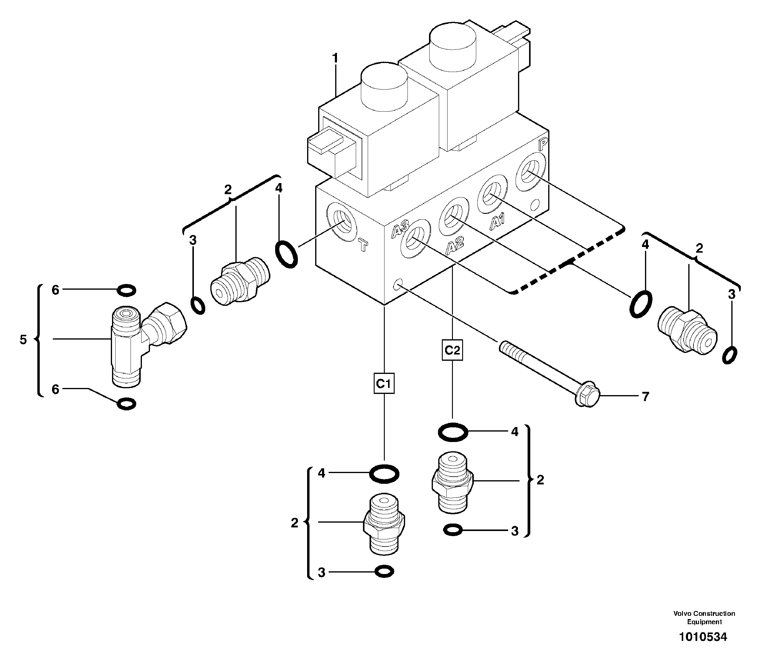 Схема запчастей Volvo ECR28 TYPE 601 - 71928 Electrovalve installation 