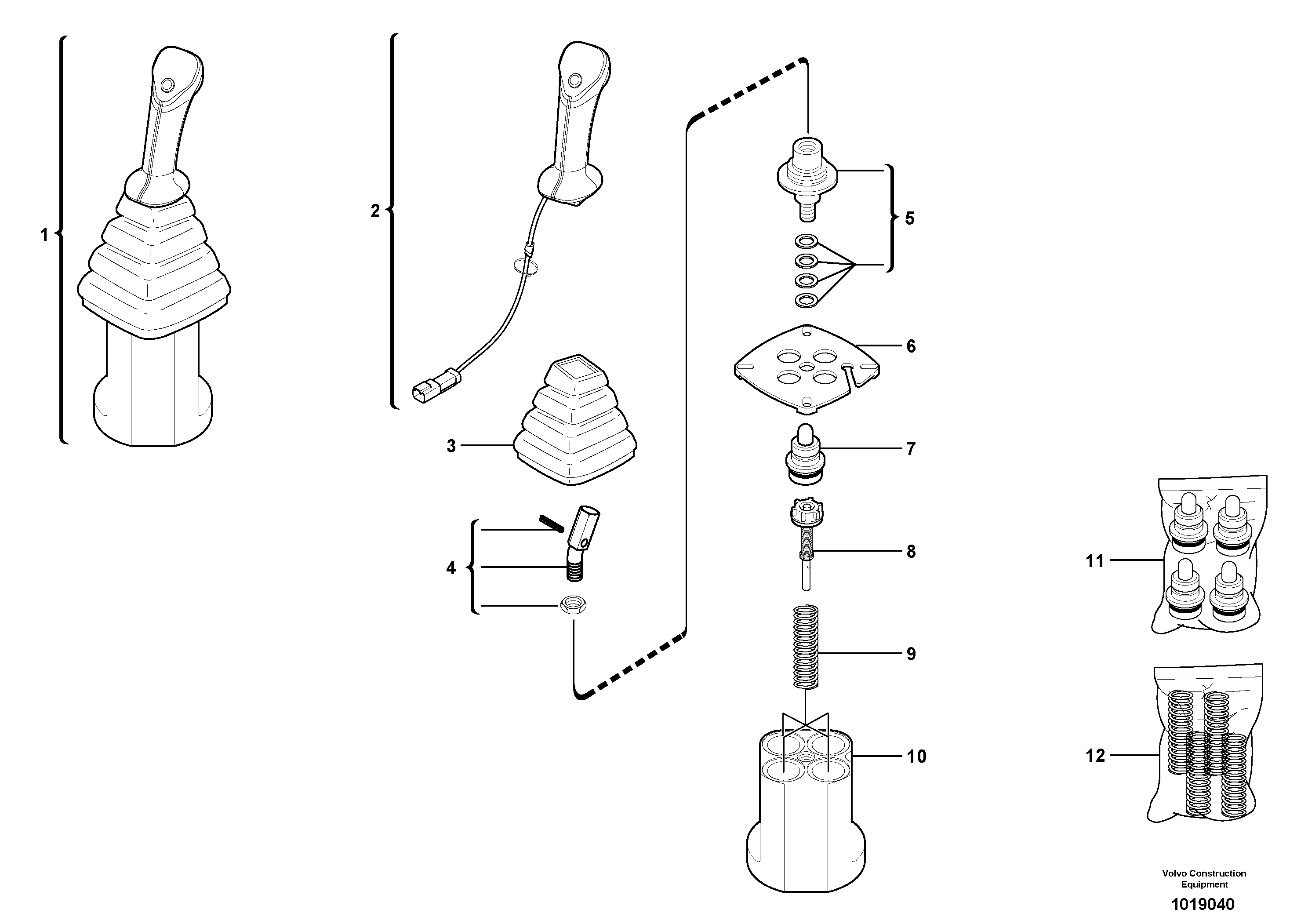 Схема запчастей Volvo ECR28 TYPE 601 - 75326 Control lever : dipper arm / slewing ( left ) 