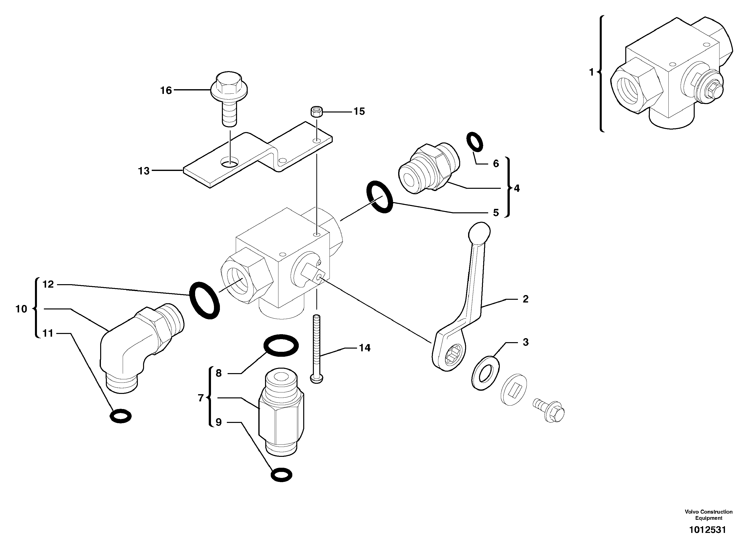 Схема запчастей Volvo ECR28 TYPE 601 - 102017 Three-way valve 