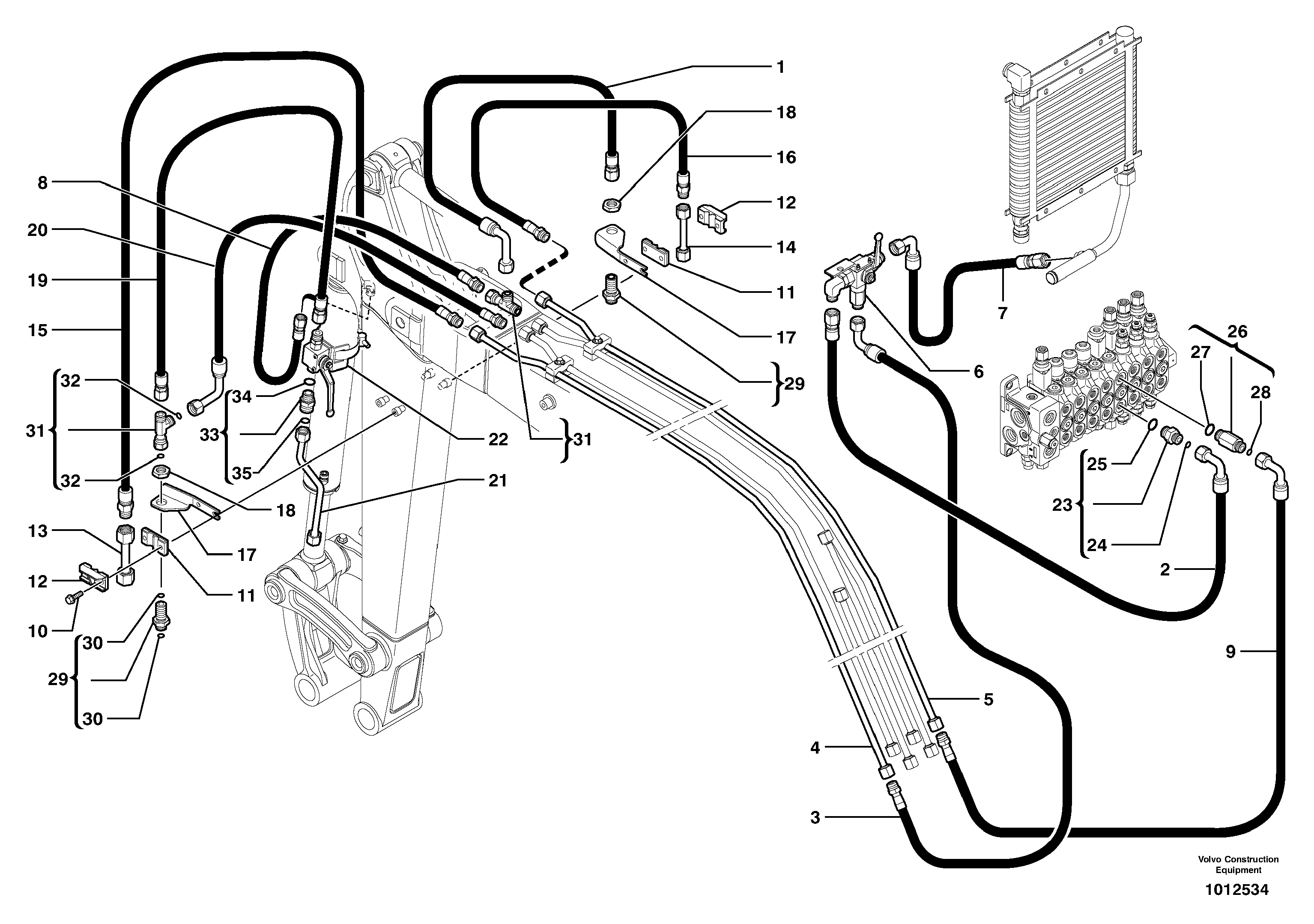 Схема запчастей Volvo ECR28 TYPE 601 - 102510 Hydr. circuit. ( attachment ) ( grab jaw ) 