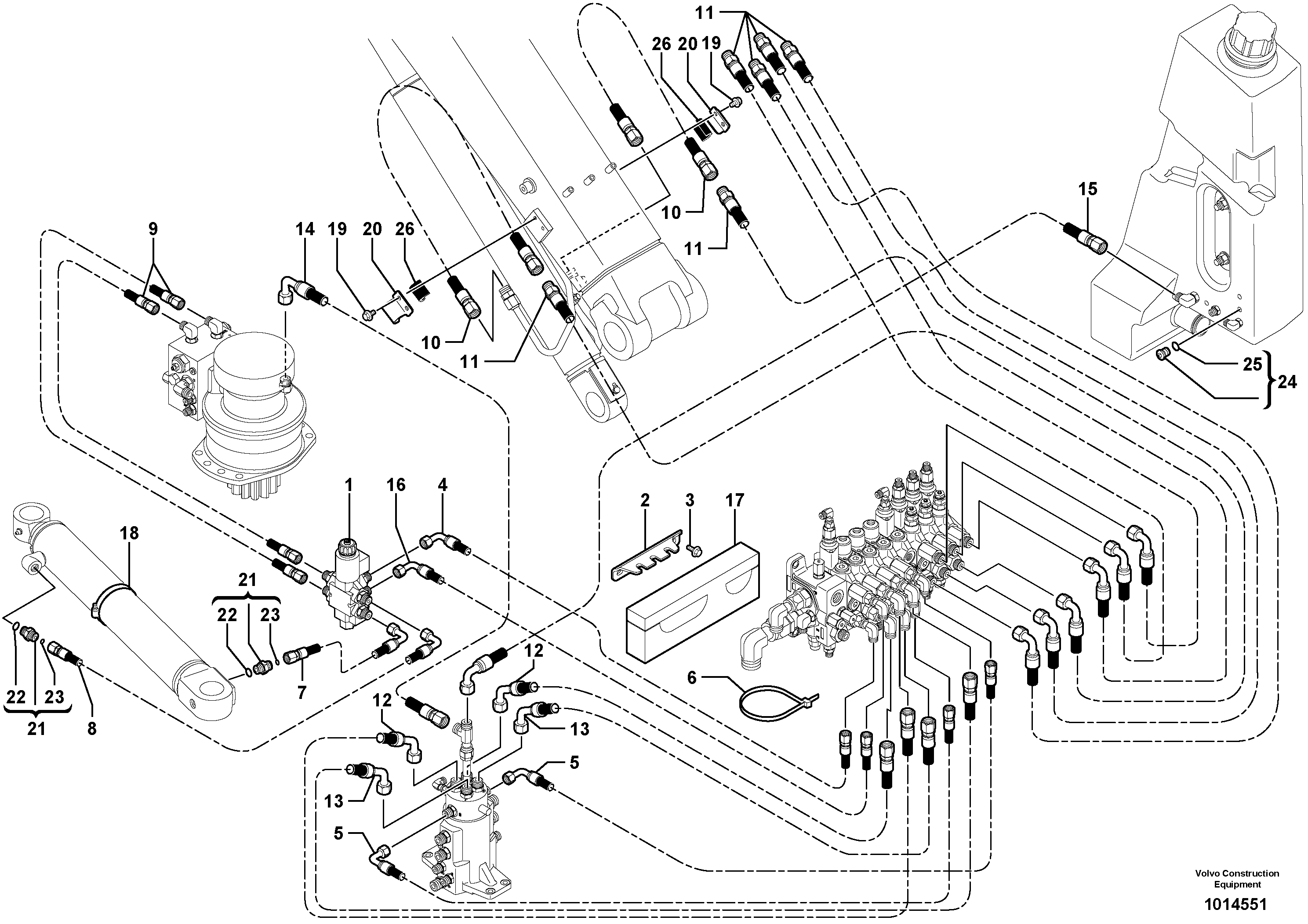 Схема запчастей Volvo ECR28 TYPE 601 - 68077 Hydraulic circuit ( platform ) 