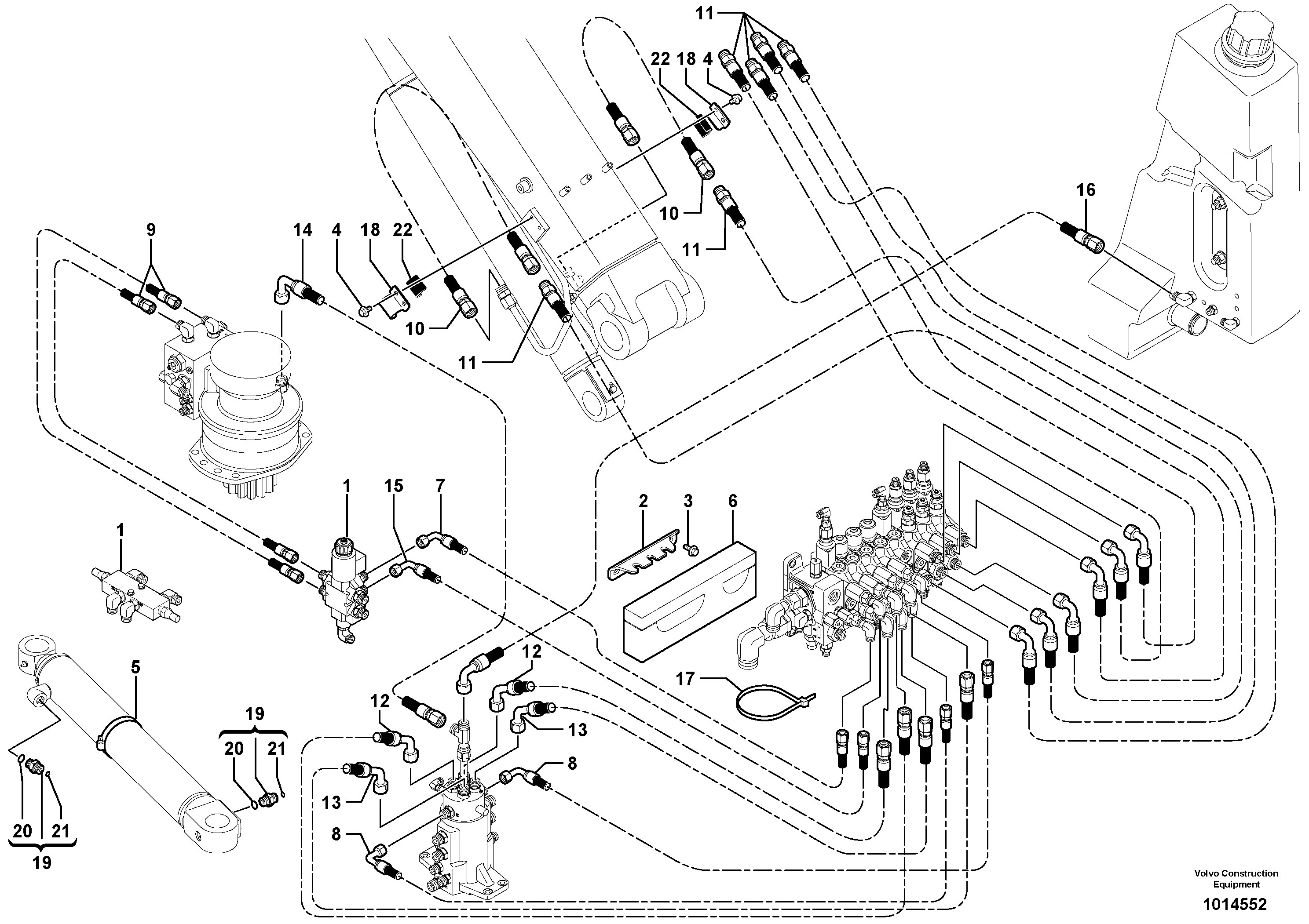 Схема запчастей Volvo ECR28 TYPE 601 - 70161 Hydraulic circuit ( platform/balancing valve/offset cylinder ) 