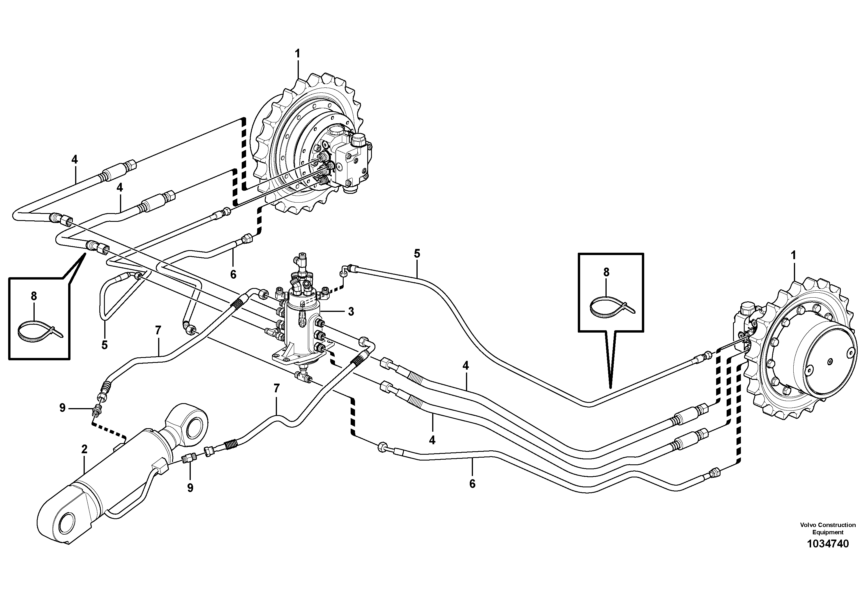 Схема запчастей Volvo ECR28 TYPE 601 - 71075 Hydraulic circuit ( lower frame ) 