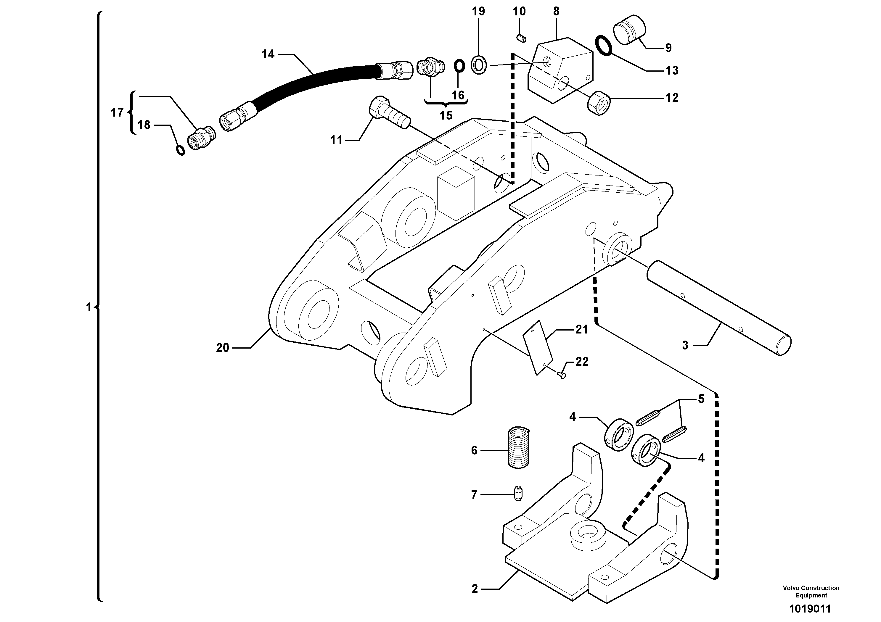 Схема запчастей Volvo ECR28 TYPE 601 - 102557 Tool holder / hydraulic control 