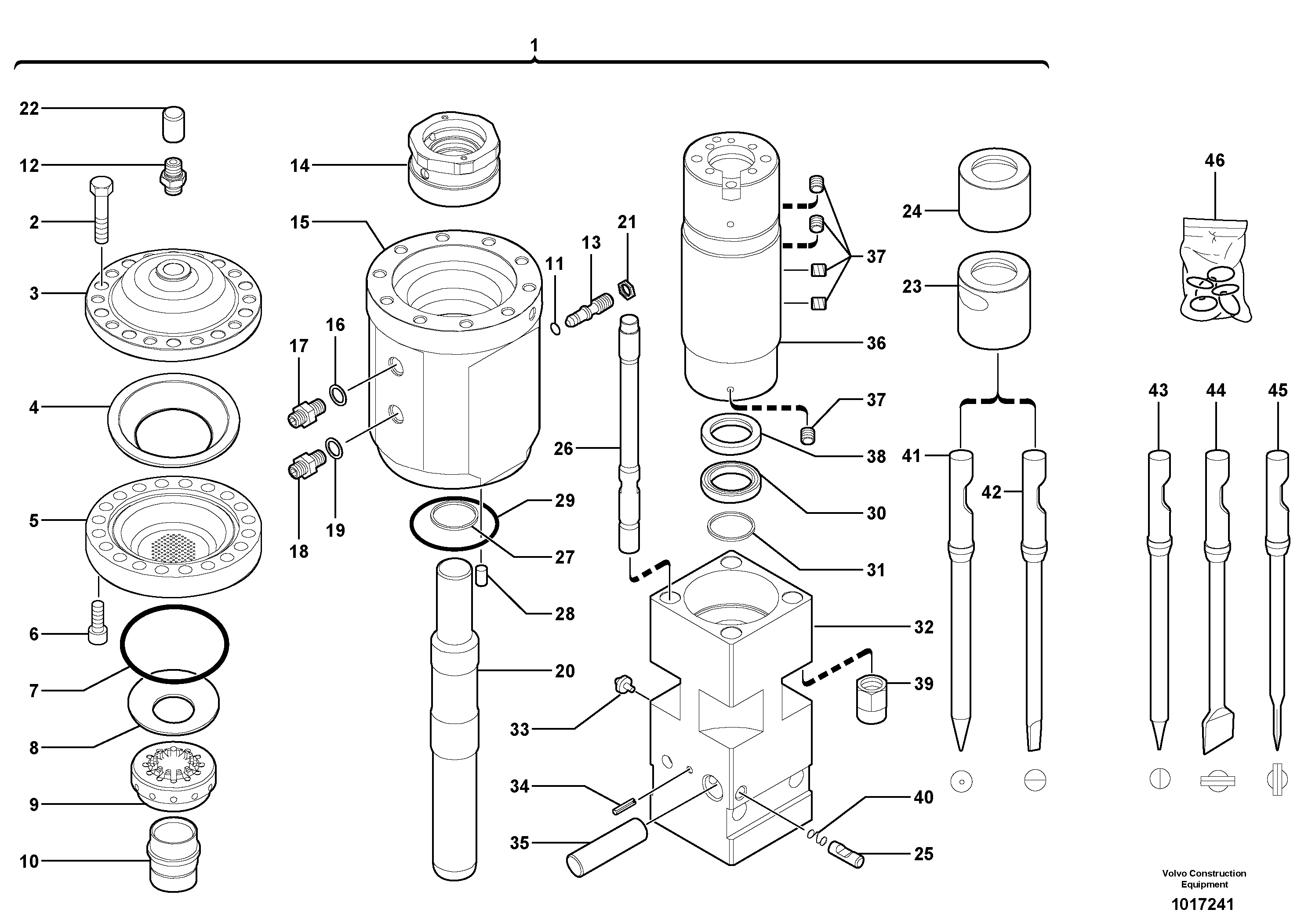 Схема запчастей Volvo ECR28 TYPE 601 - 67427 Hammer 