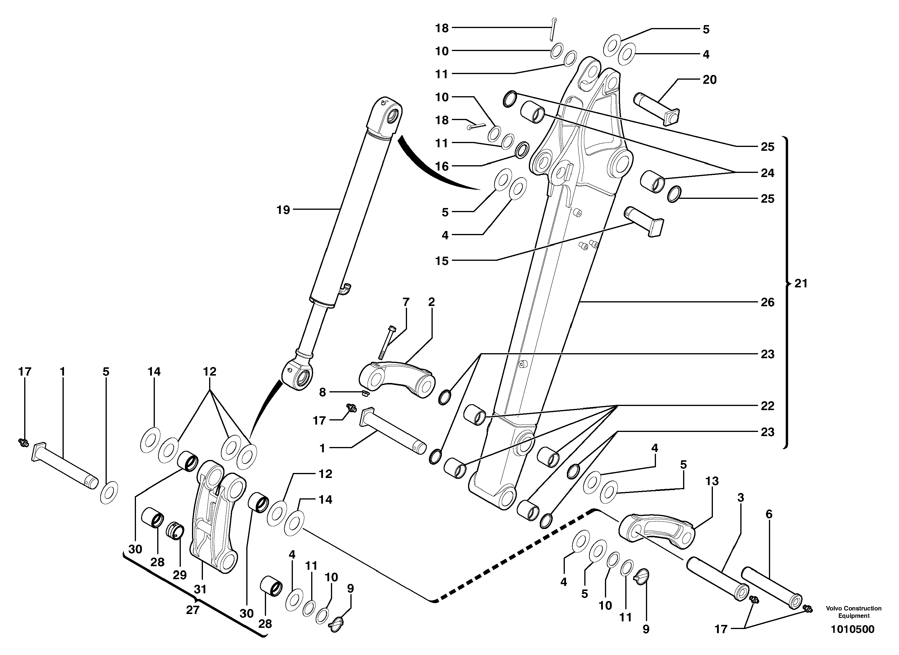 Схема запчастей Volvo ECR28 TYPE 601 - 102932 Dipper arm 