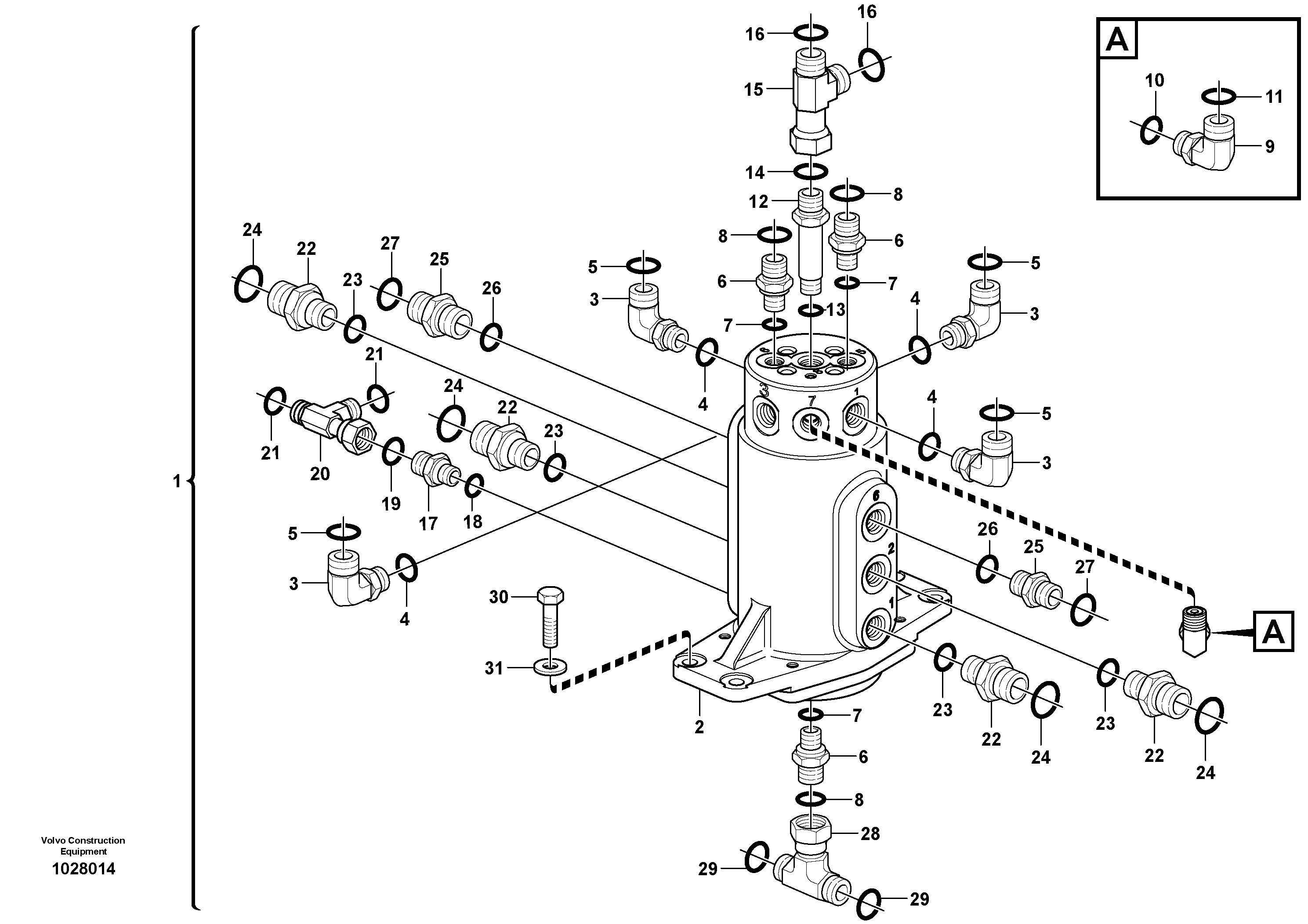 Схема запчастей Volvo ECR38 TYPE 602 - 104279 Swivel joint equipment 