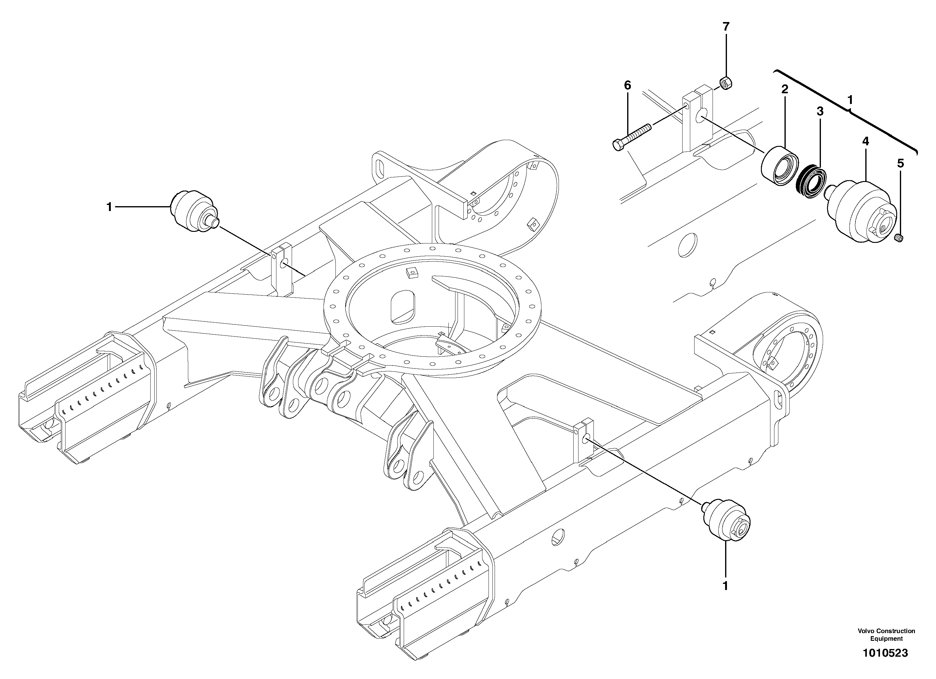 Схема запчастей Volvo ECR38 TYPE 602 - 6665 Upper roller ( steel and rubber tracks ) 