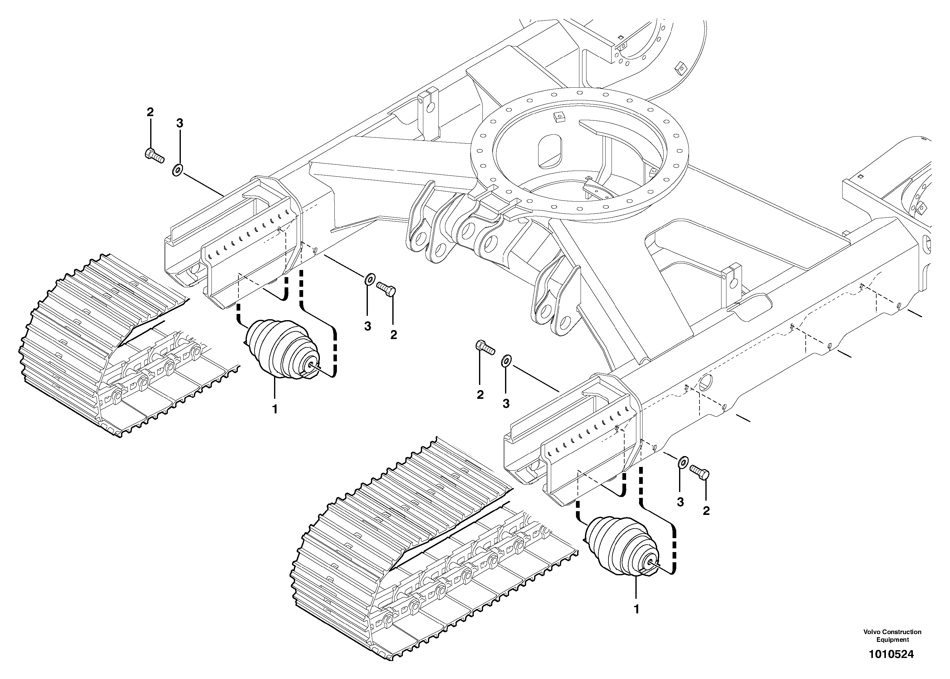 Схема запчастей Volvo ECR38 TYPE 602 - 6668 Lower roller ( steel tracks ) 