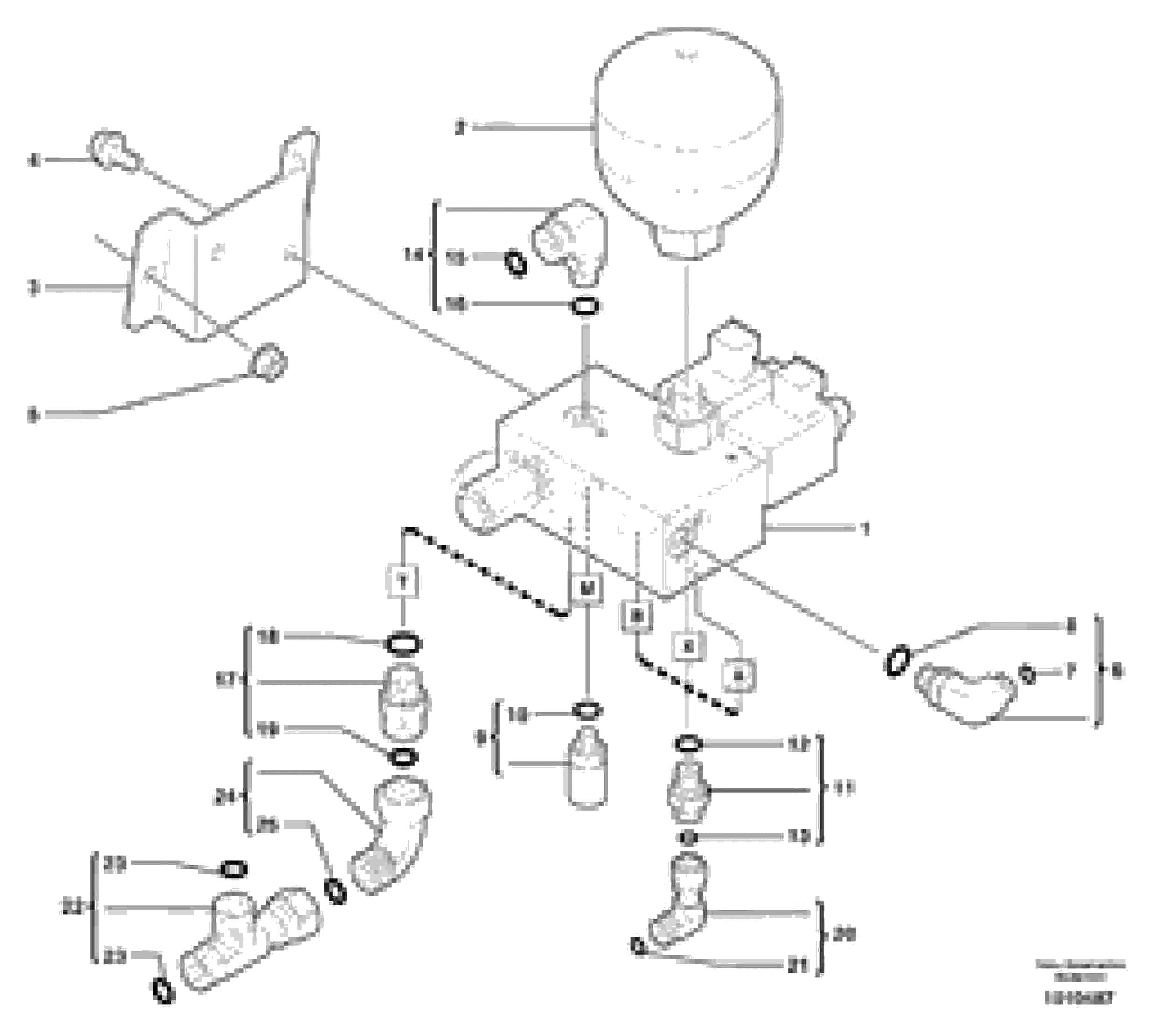 Схема запчастей Volvo ECR38 TYPE 602 - 102000 Electrovalve installation / Accumulator 