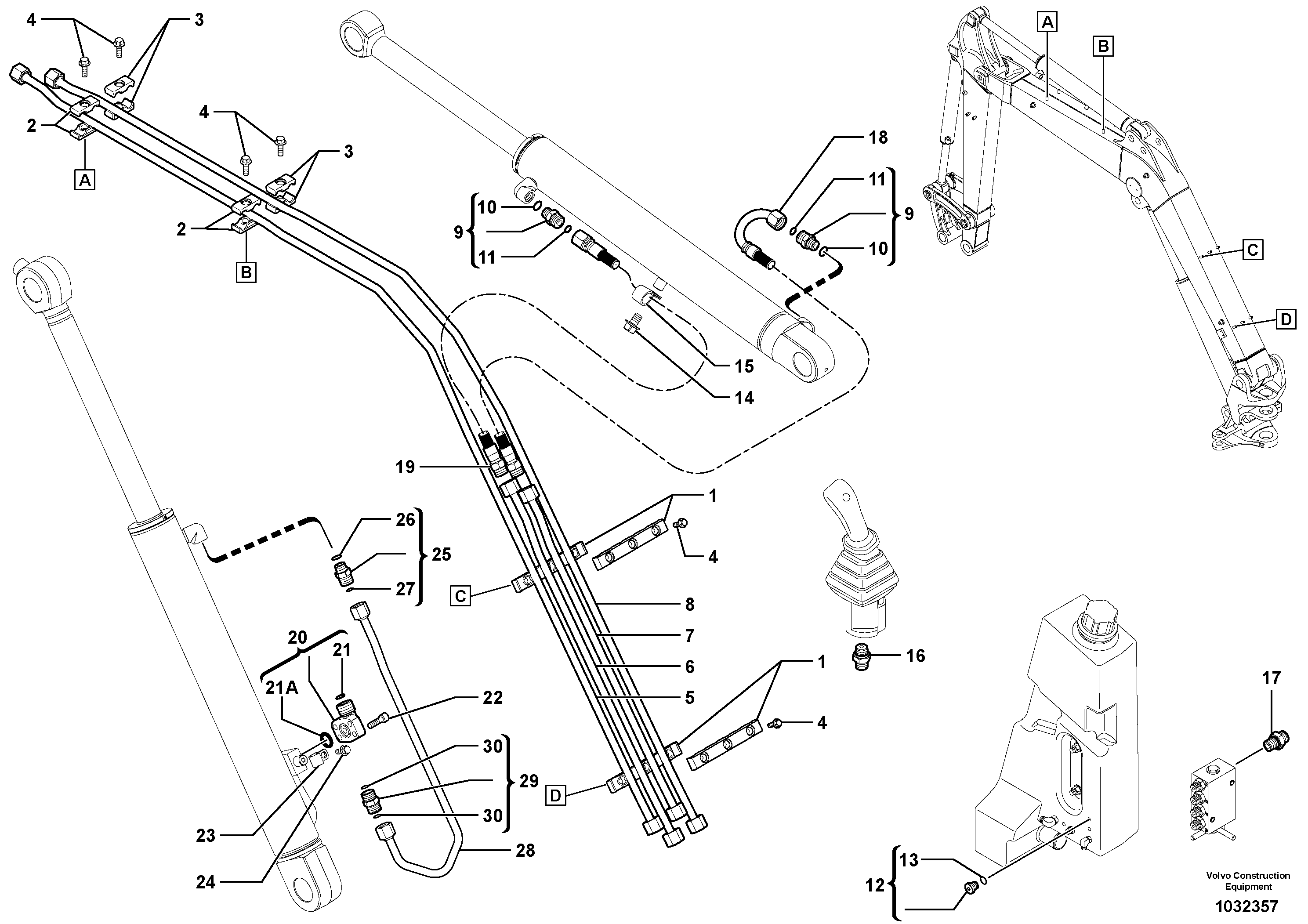 Схема запчастей Volvo ECR38 TYPE 602 - 102445 Hydraulic circuit ( boom ) 