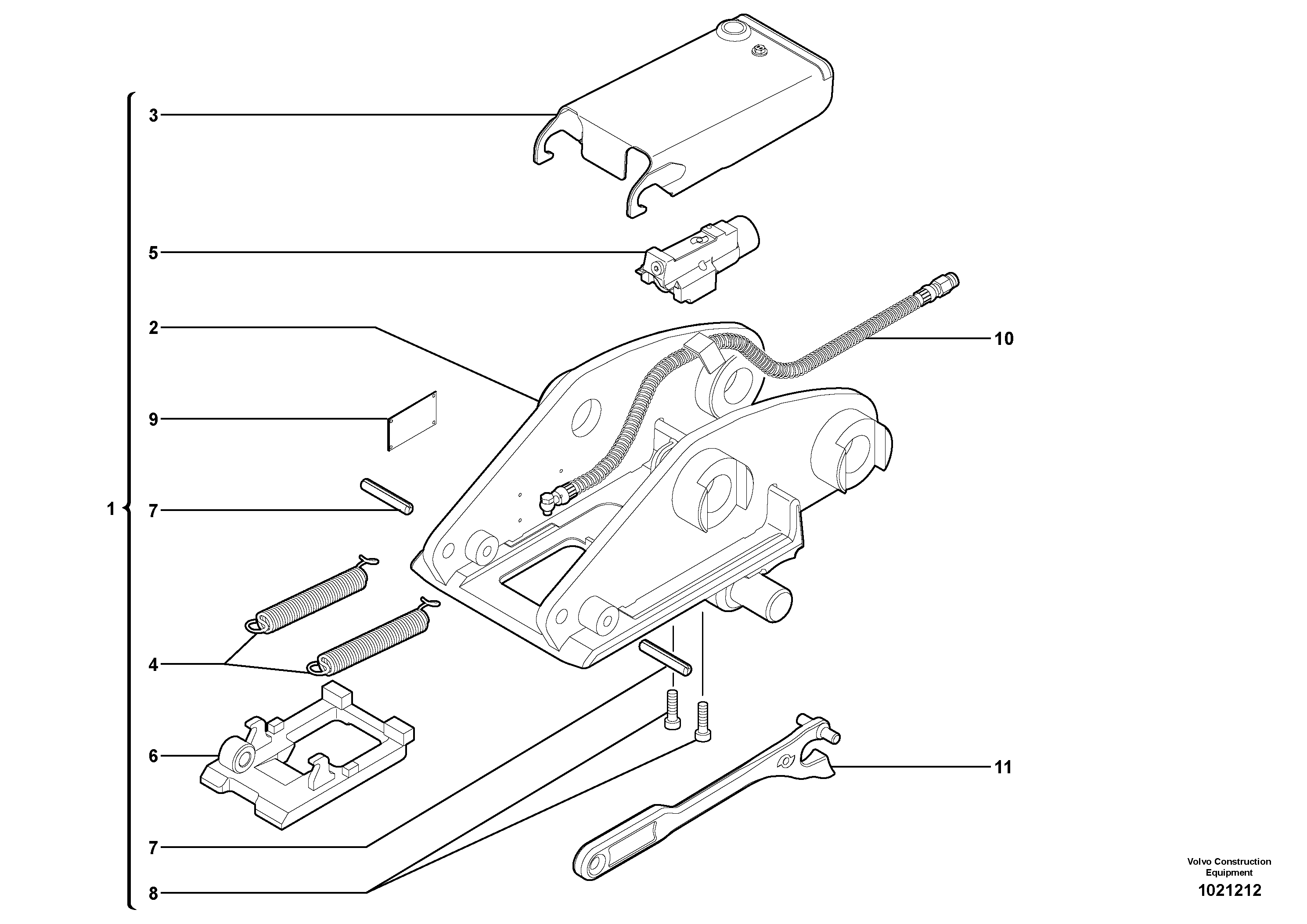 Схема запчастей Volvo ECR38 TYPE 602 - 47621 Tool holder / hydraulic control 