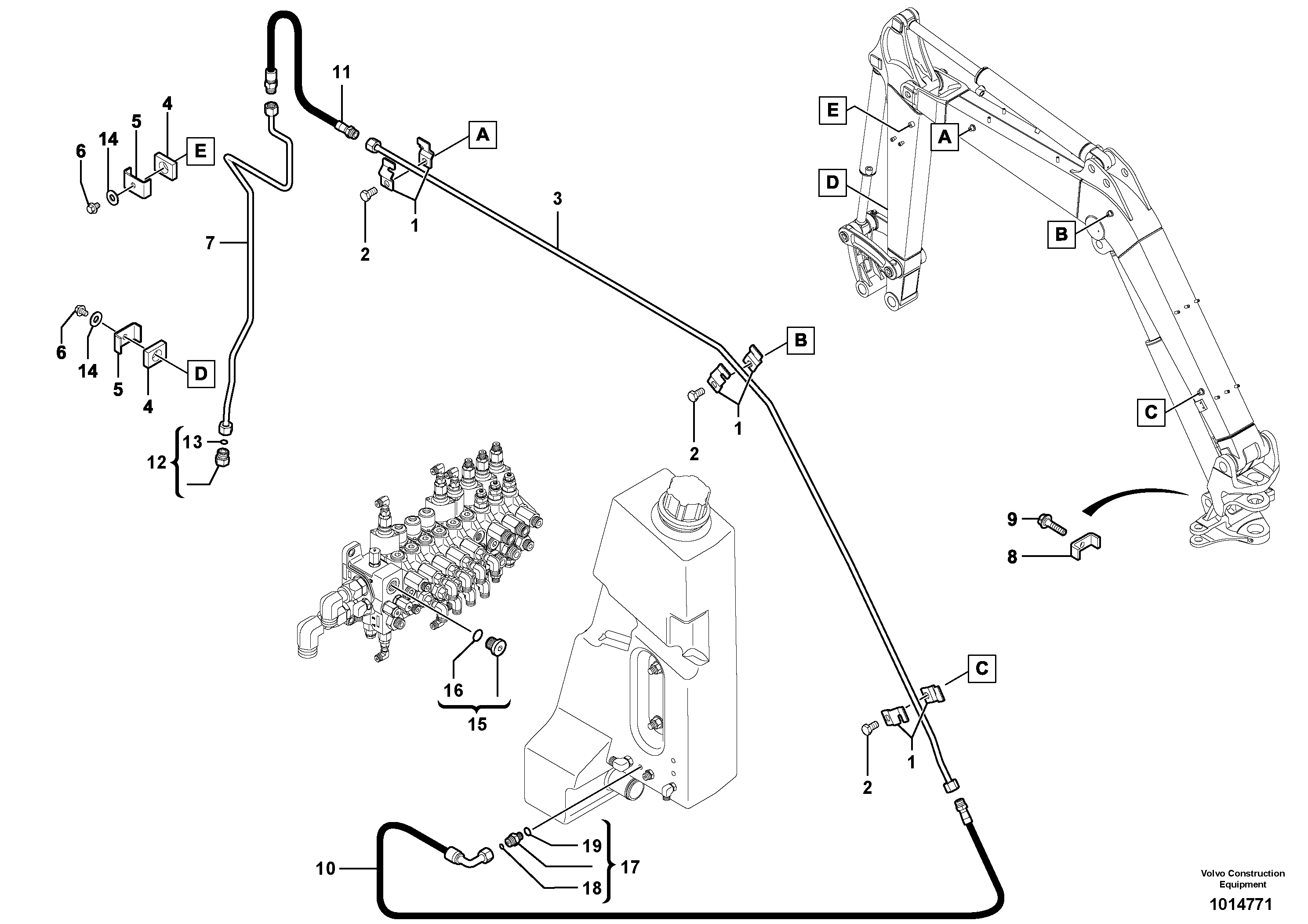 Схема запчастей Volvo ECR38 TYPE 602 - 9050 Drain kit 