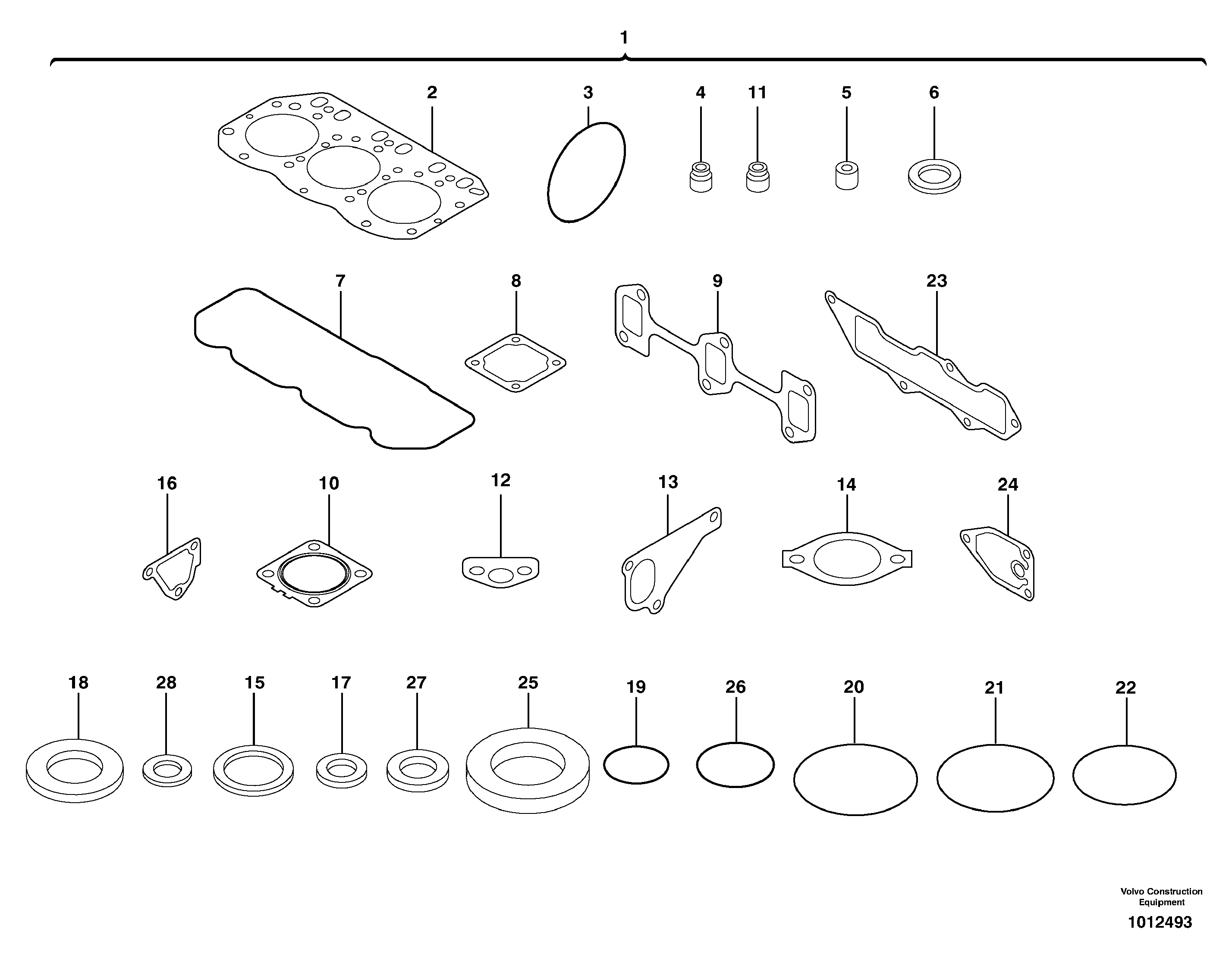 Схема запчастей Volvo ECR38 TYPE 602 - 6321 Engine gasket kit 