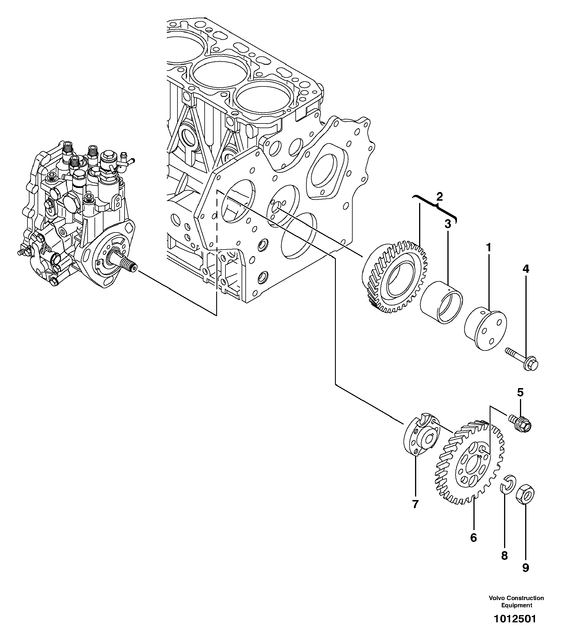 Схема запчастей Volvo ECR38 TYPE 602 - 6359 Timing gear 