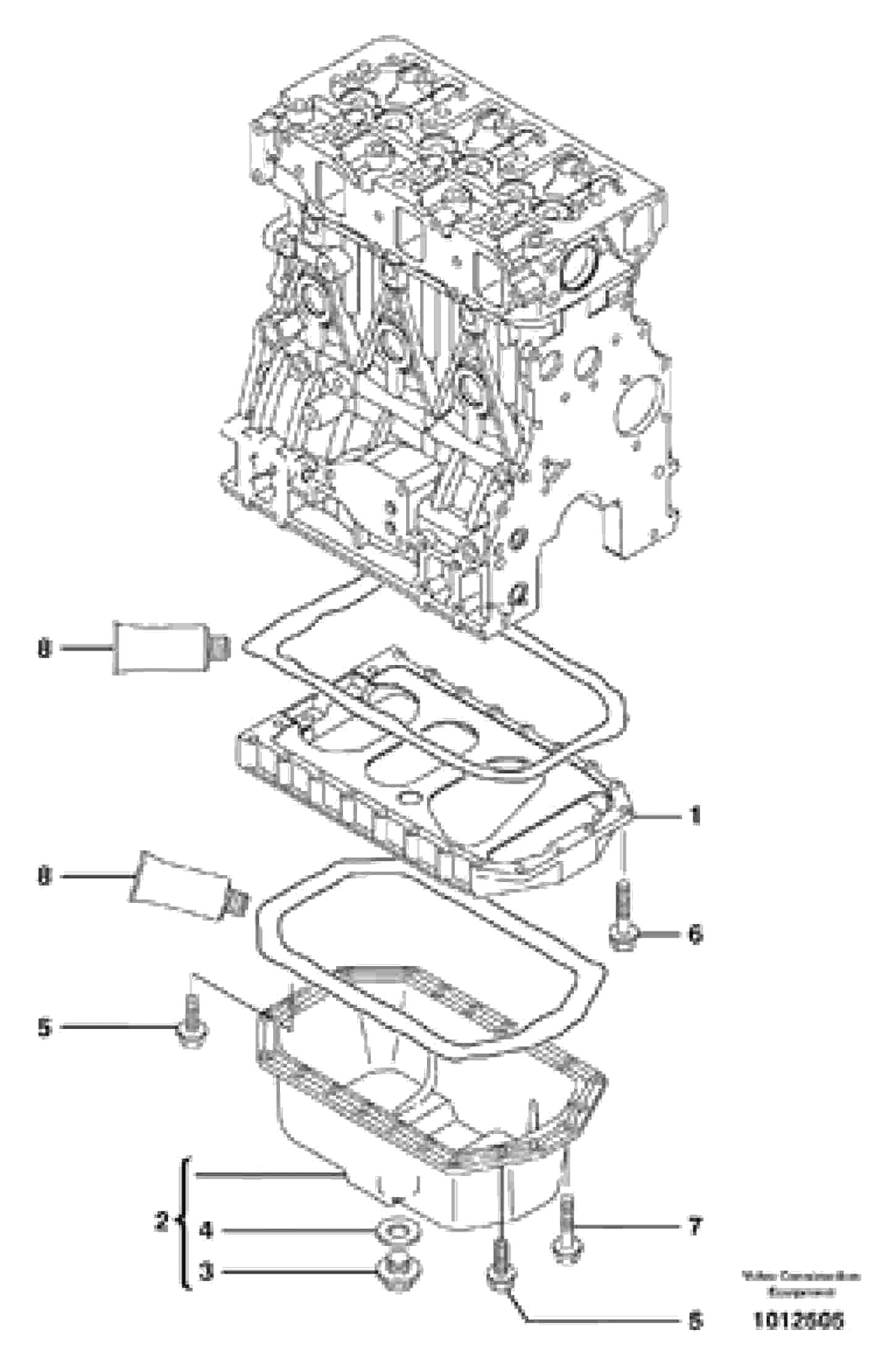 Схема запчастей Volvo ECR38 TYPE 602 - 7082 Oil sump 