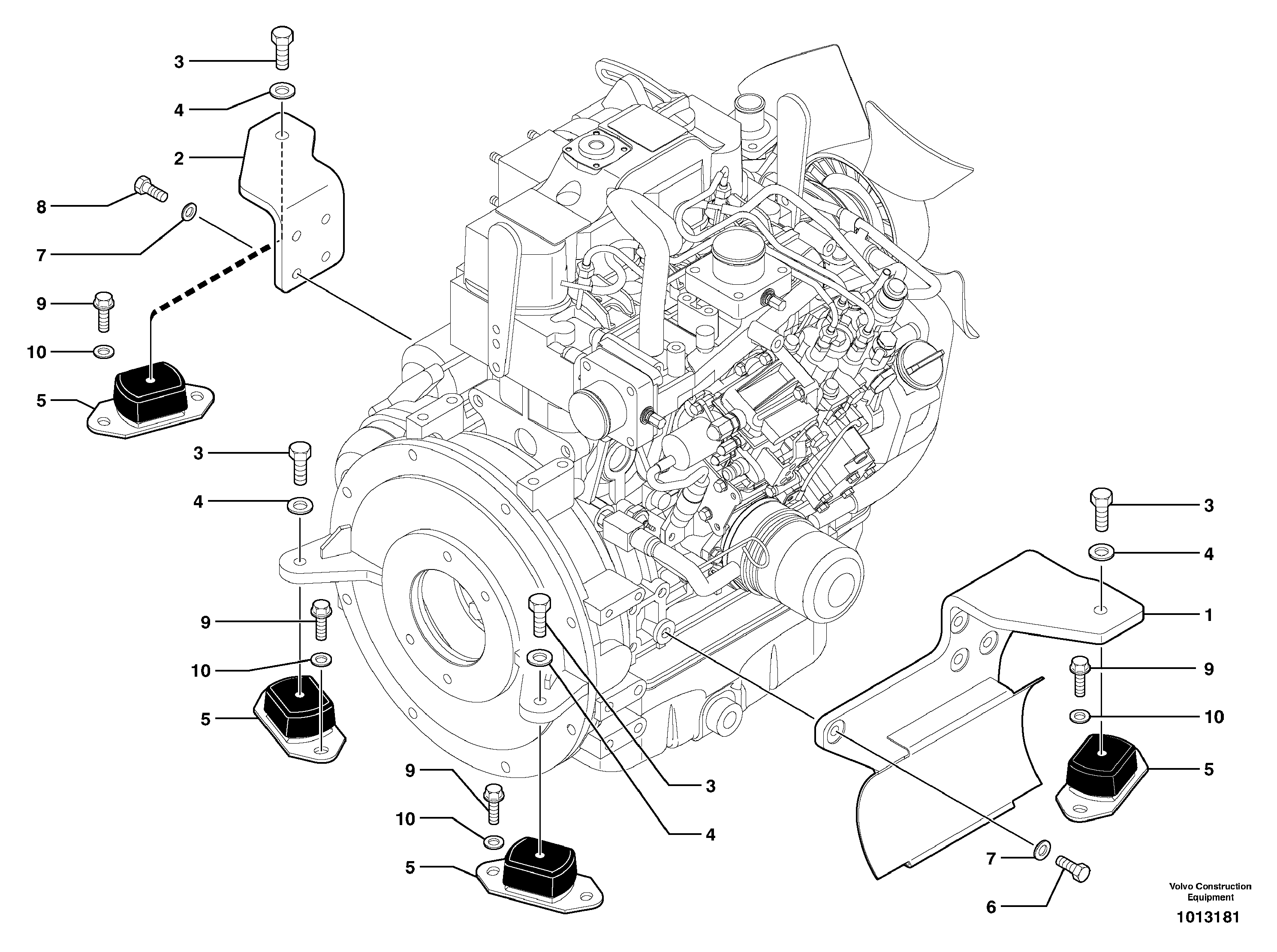 Схема запчастей Volvo ECR38 TYPE 602 - 7083 Engine mounts 