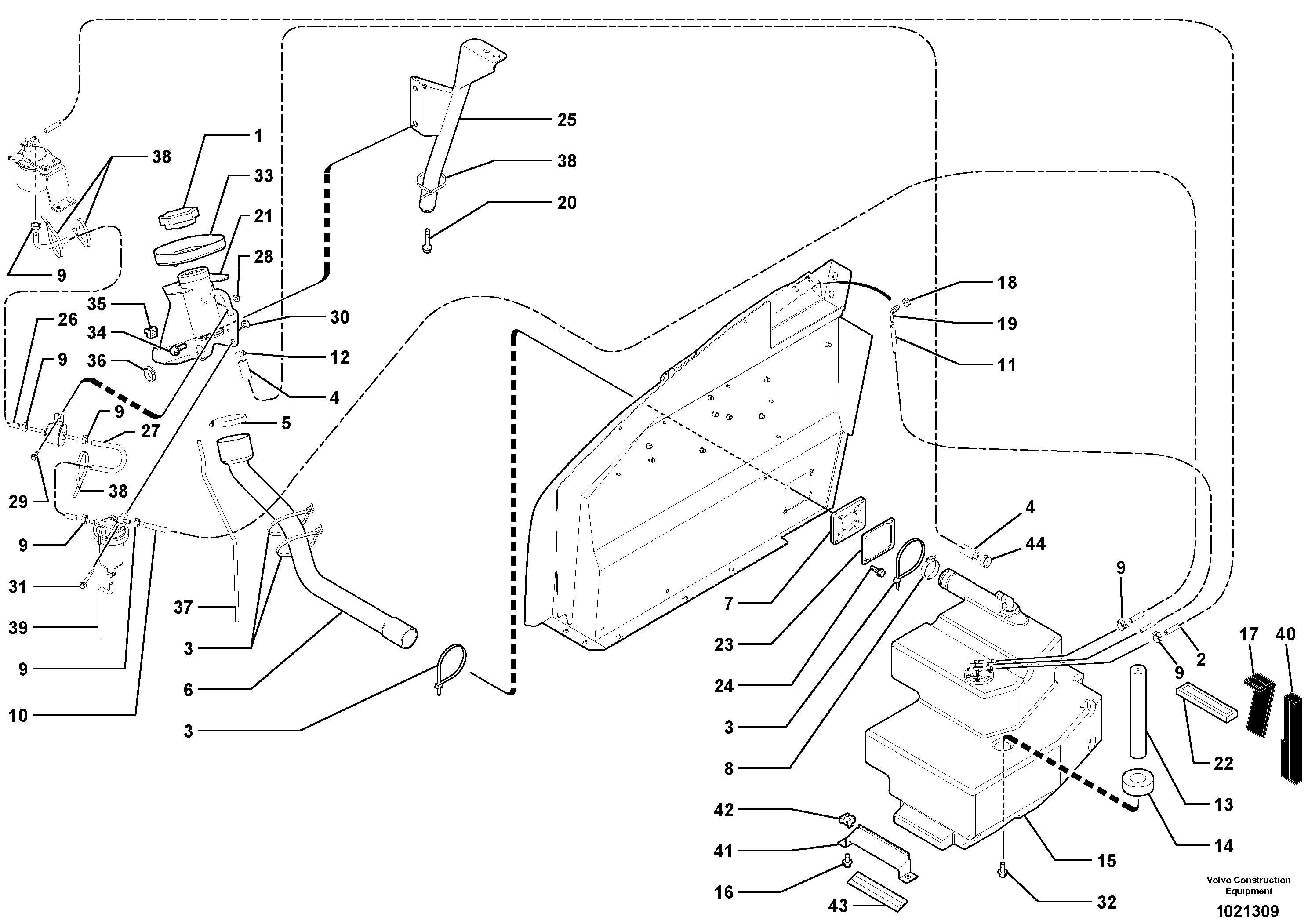 Схема запчастей Volvo ECR38 TYPE 602 - 68945 Fuel circuit 