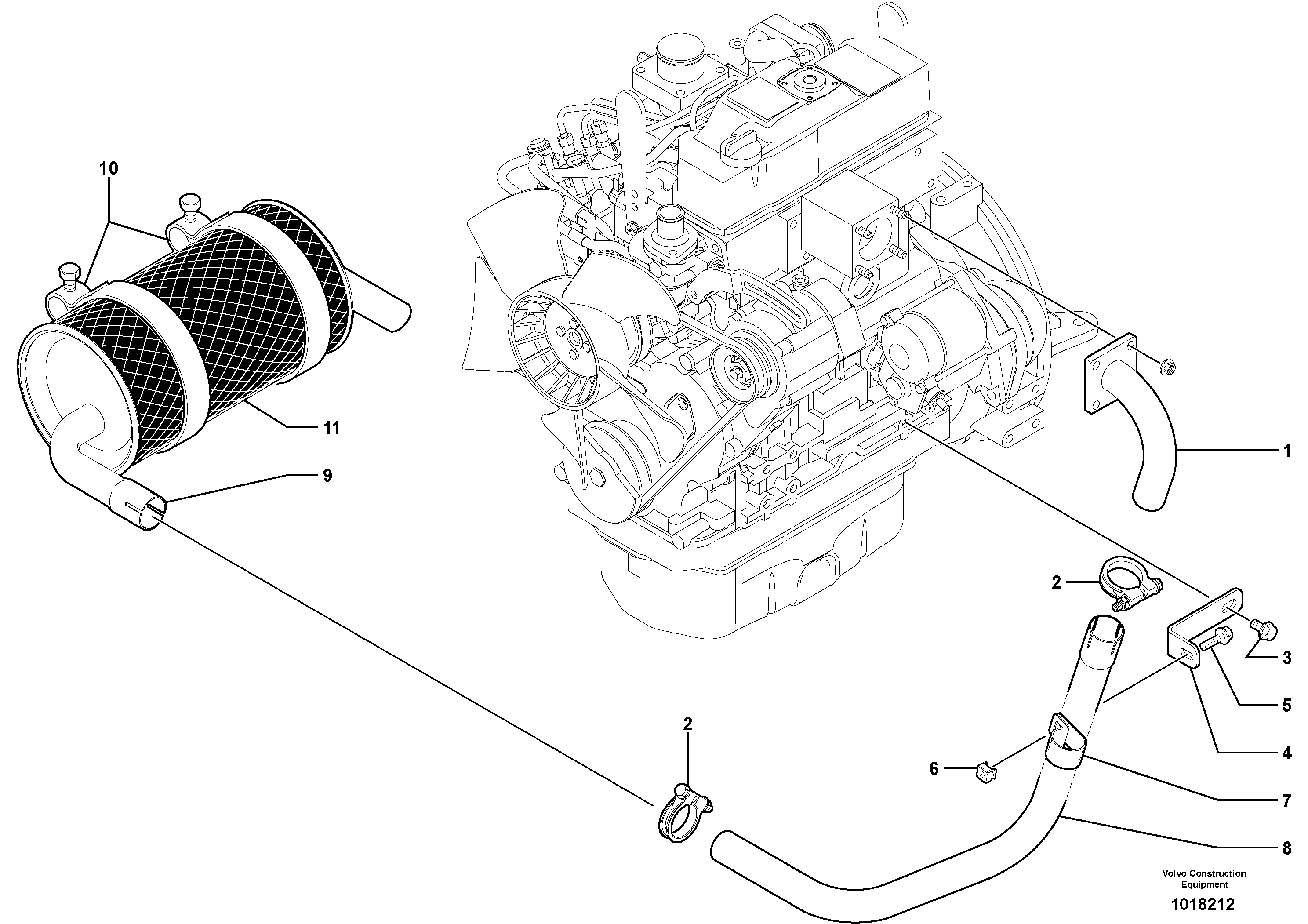 Схема запчастей Volvo ECR38 TYPE 602 - 7260 Muffler 