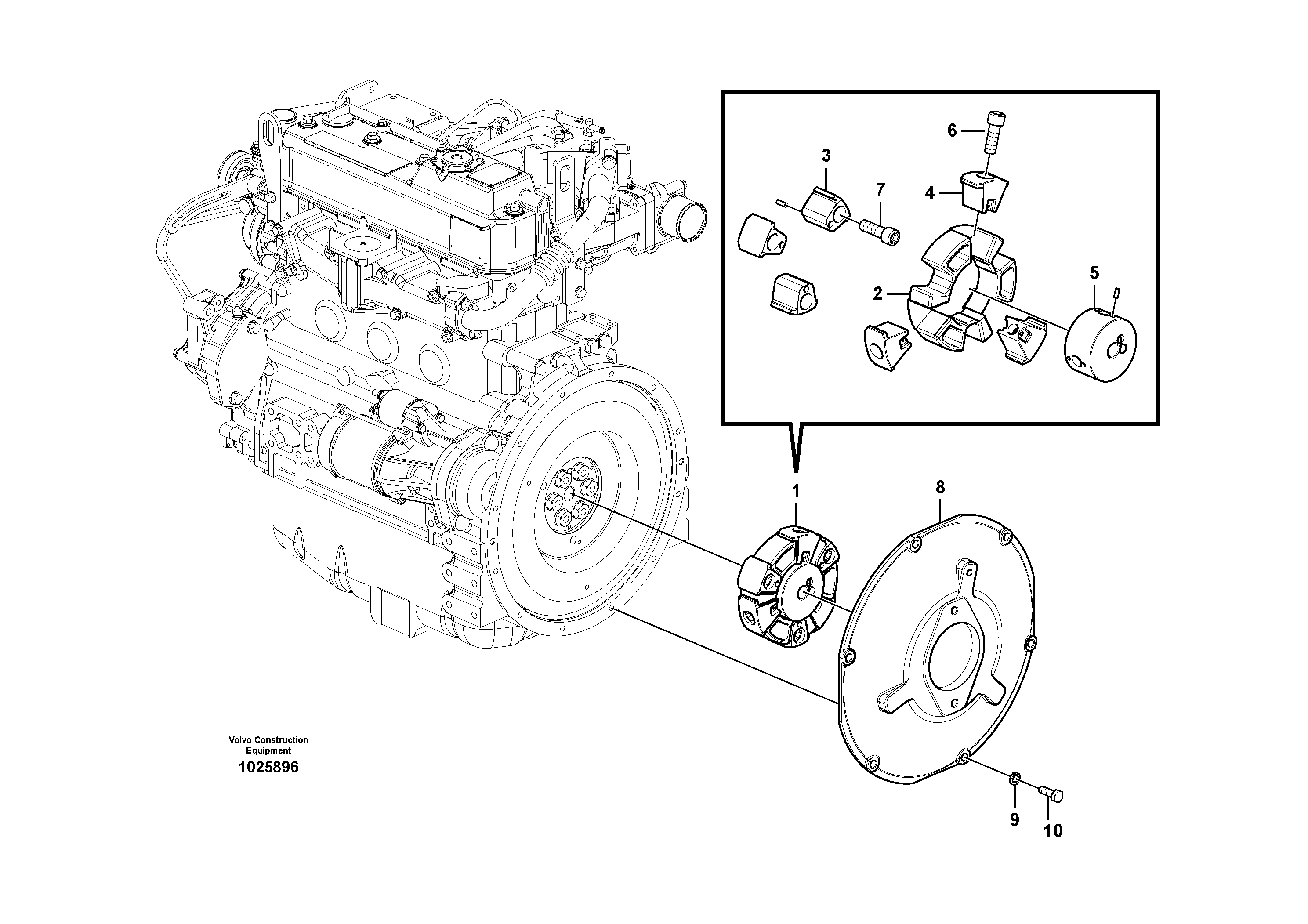 Схема запчастей Volvo EC55C S/N 110001- / 120001- - 64834 Pump gearbox with assembling parts 