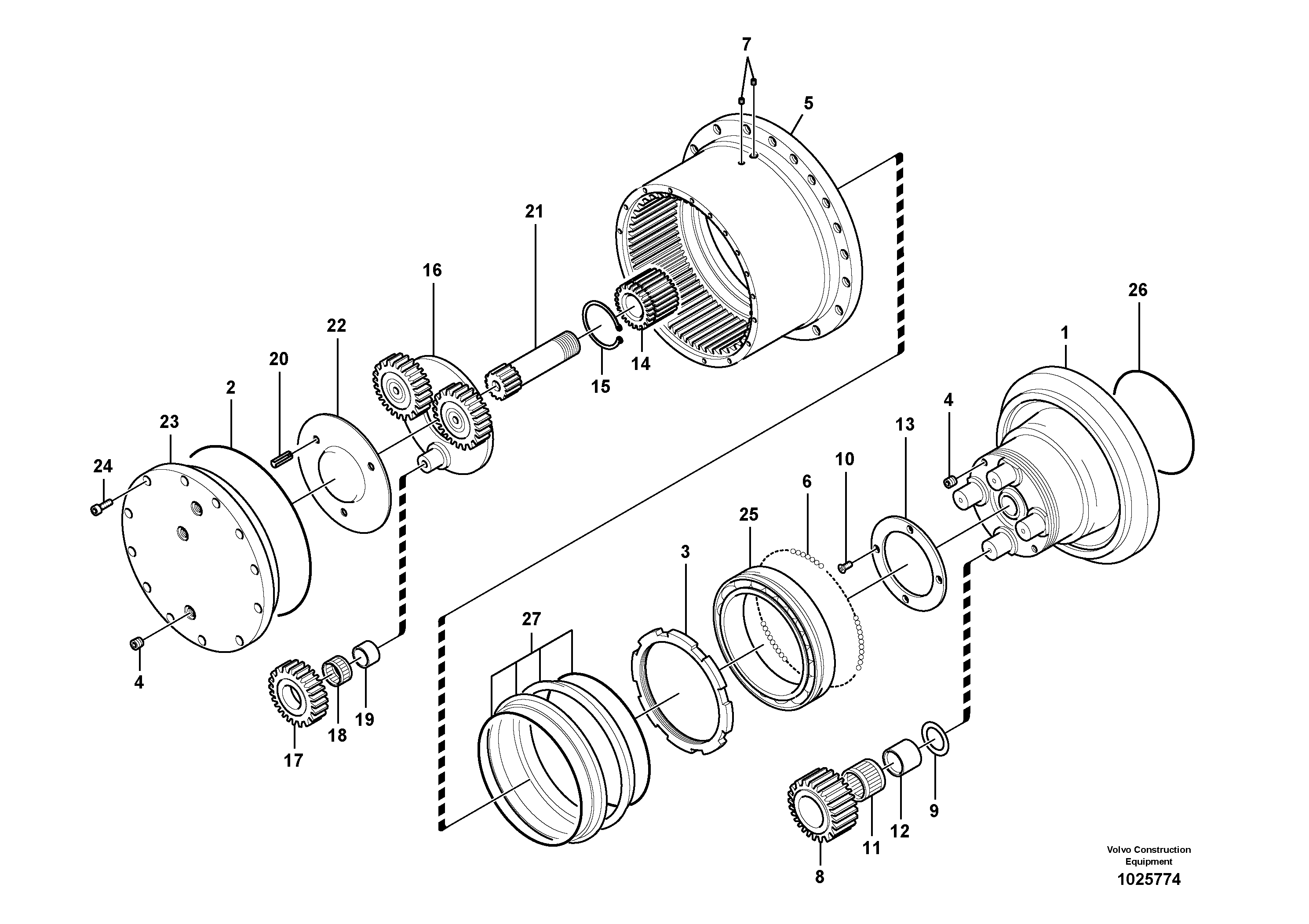 Схема запчастей Volvo EC55C S/N 110001- / 120001- - 96231 Travel gearbox 