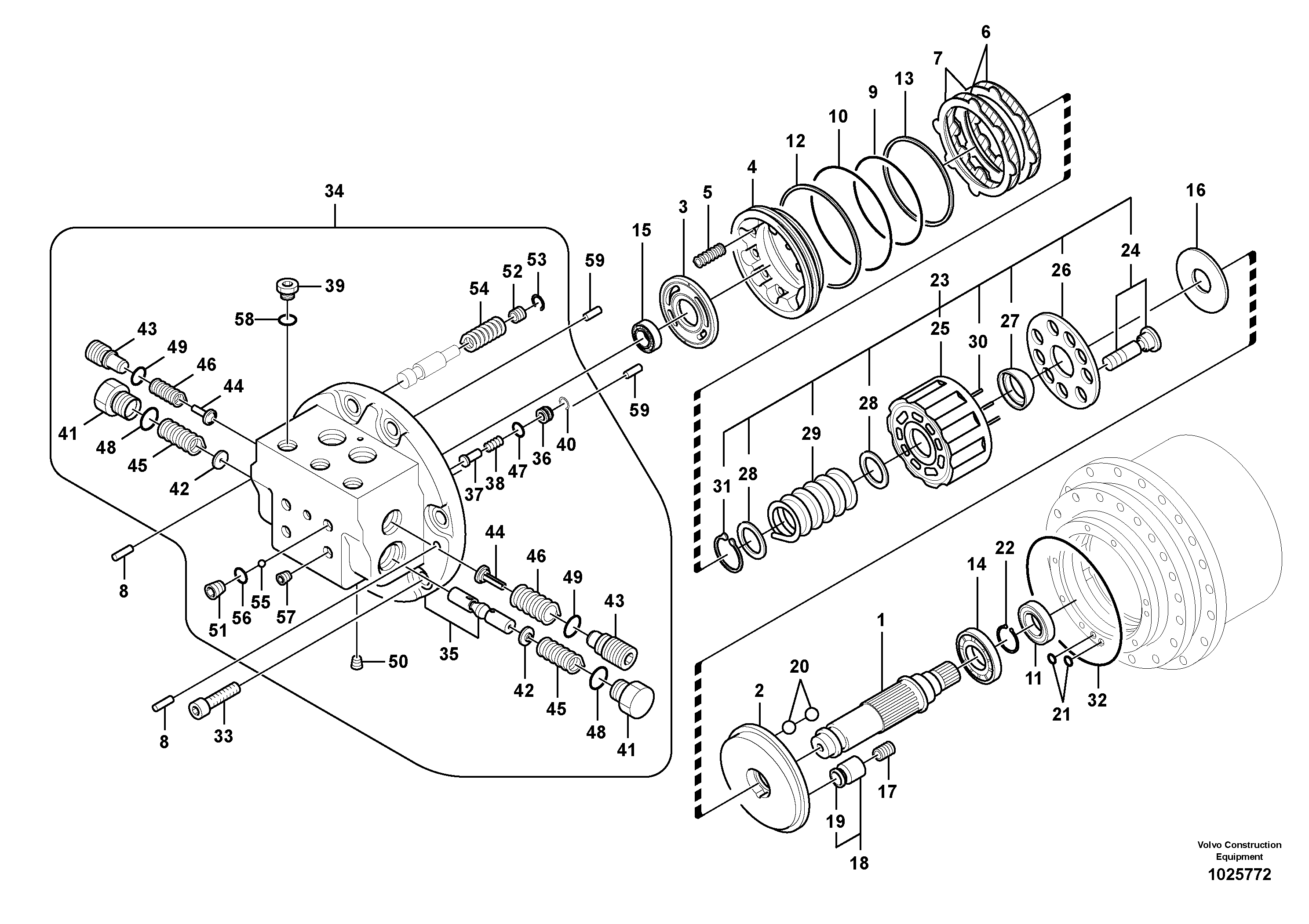 Схема запчастей Volvo EC55C S/N 110001- / 120001- - 106530 Гидромотор хода 