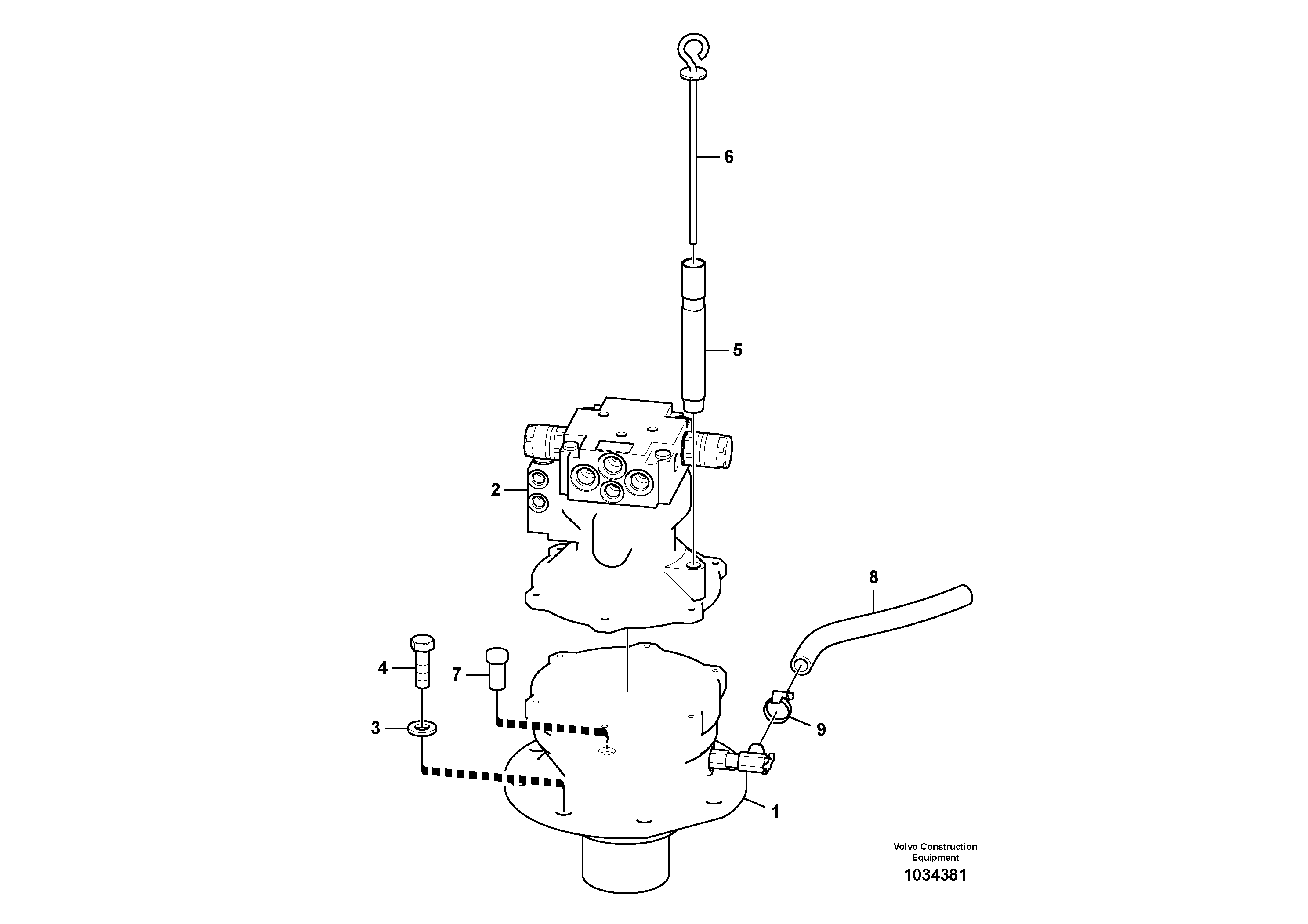 Схема запчастей Volvo EC55C S/N 110001- / 120001- - 64835 Swing motor with mounting parts 