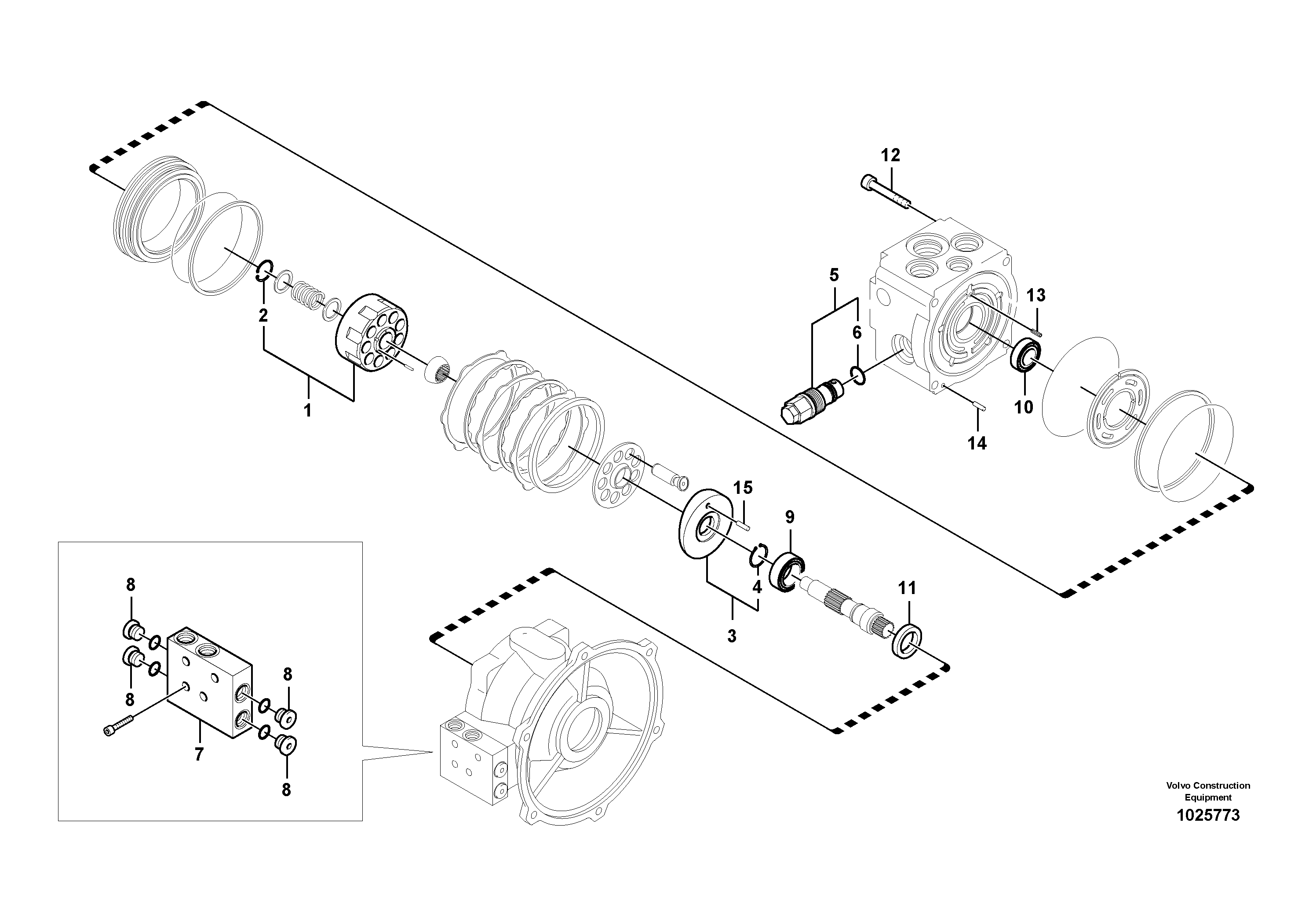 Схема запчастей Volvo EC55C S/N 110001- / 120001- - 64836 Поворотный редуктор (Гидромотор поворота платформы) 