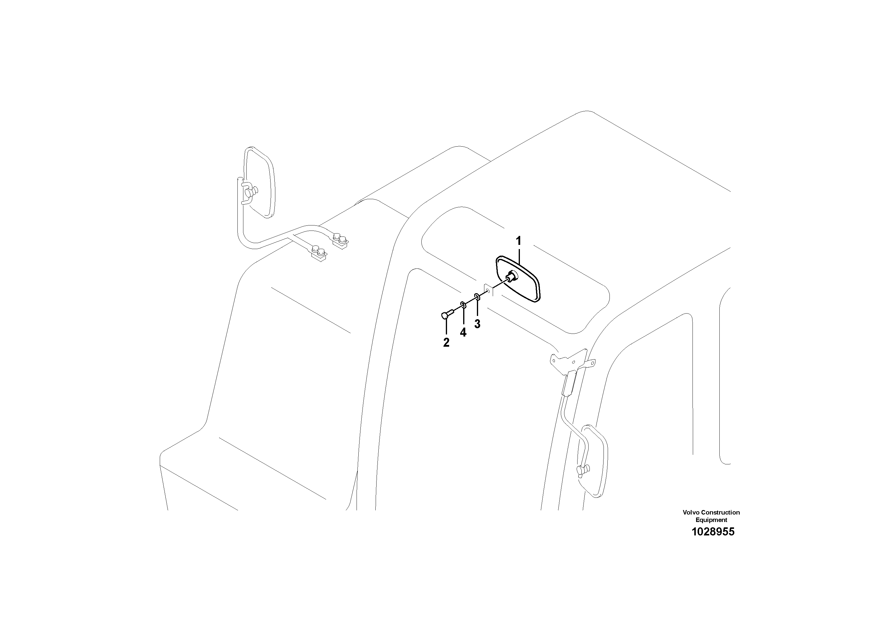 Схема запчастей Volvo EC55C S/N 110001- / 120001- - 65433 Rear view mirror 