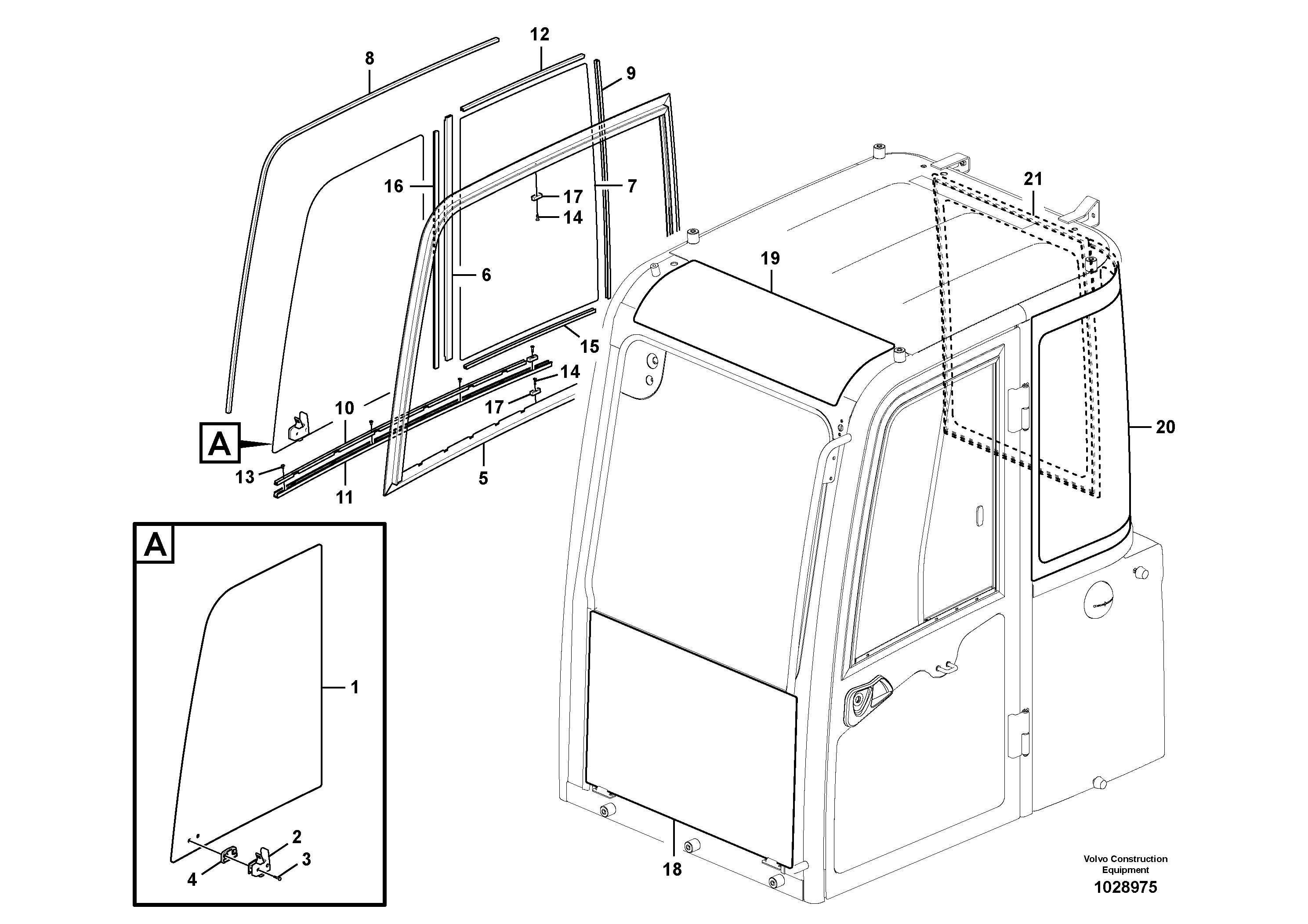 Схема запчастей Volvo EC55C S/N 110001- / 120001- - 34229 Glass panes 