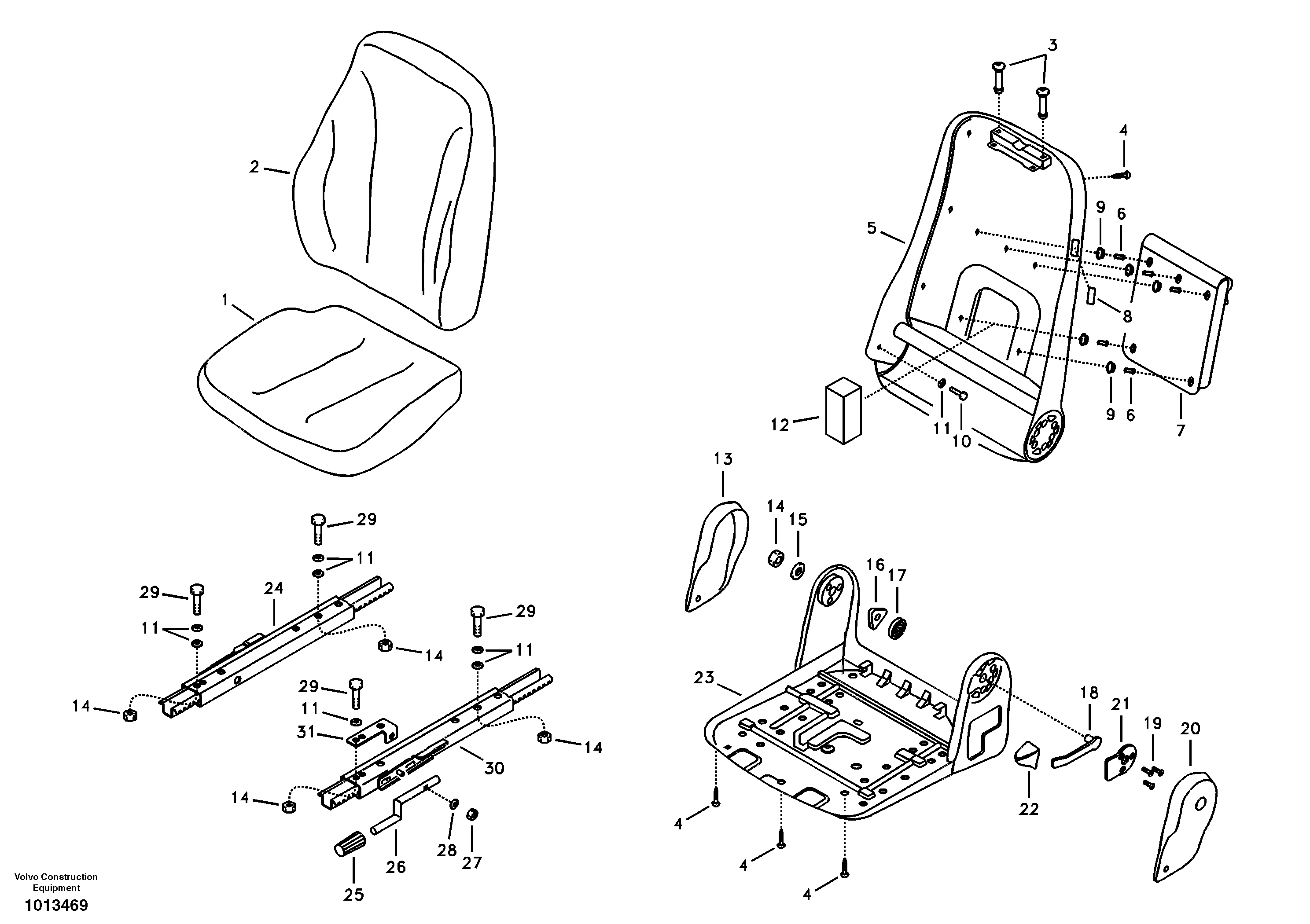Схема запчастей Volvo EC55C S/N 110001- / 120001- - 65436 Operators seat 