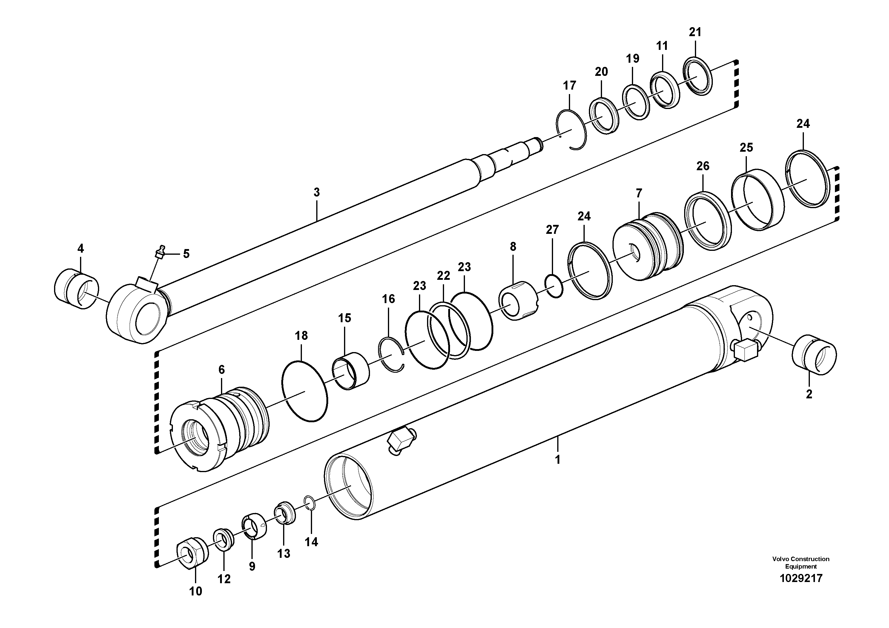 Схема запчастей Volvo EC55C S/N 110001- / 120001- - 66548 Boom swing cylinder 