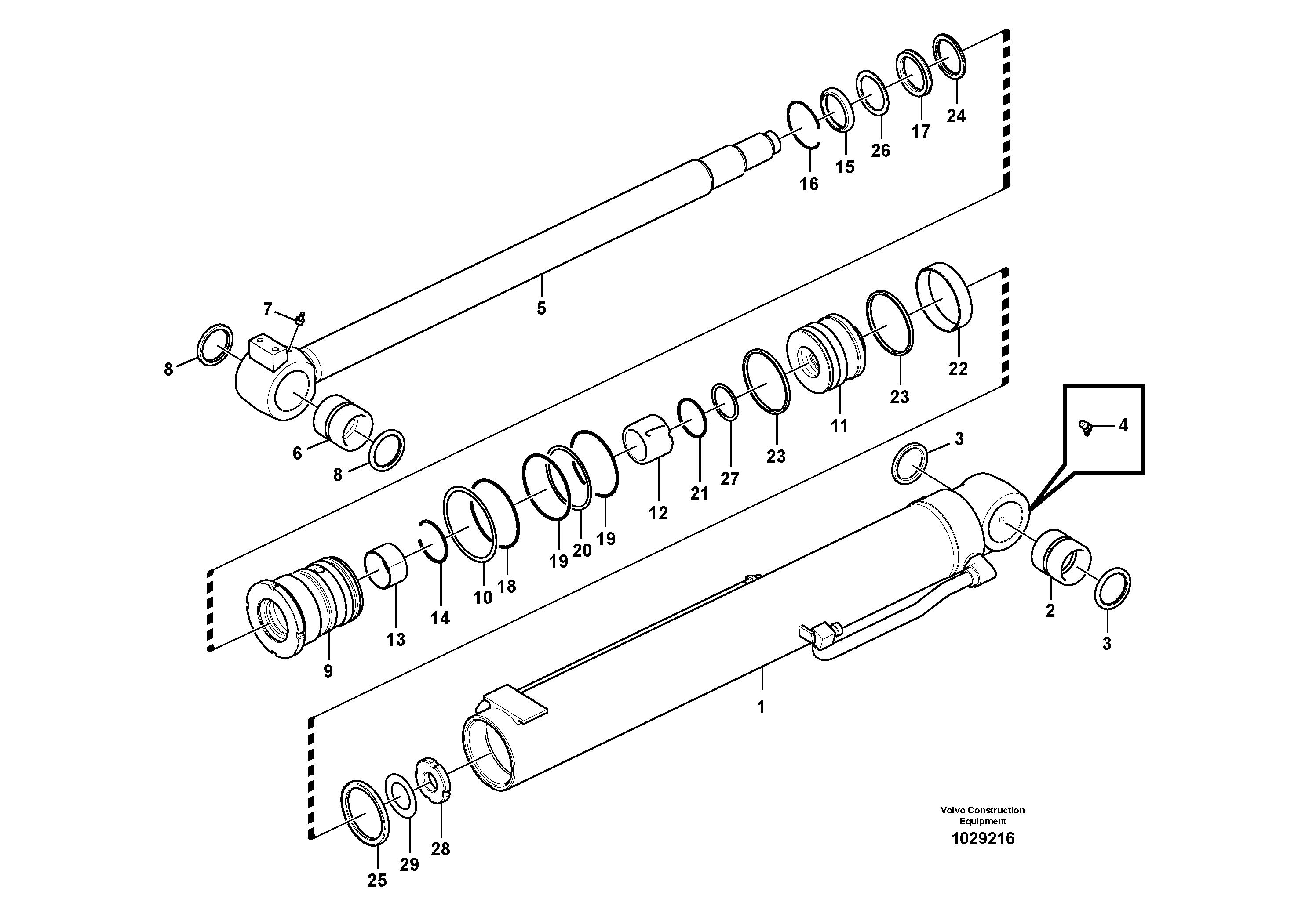 Схема запчастей Volvo EC55C S/N 110001- / 120001- - 66550 Гидроцилиндр стрелы 